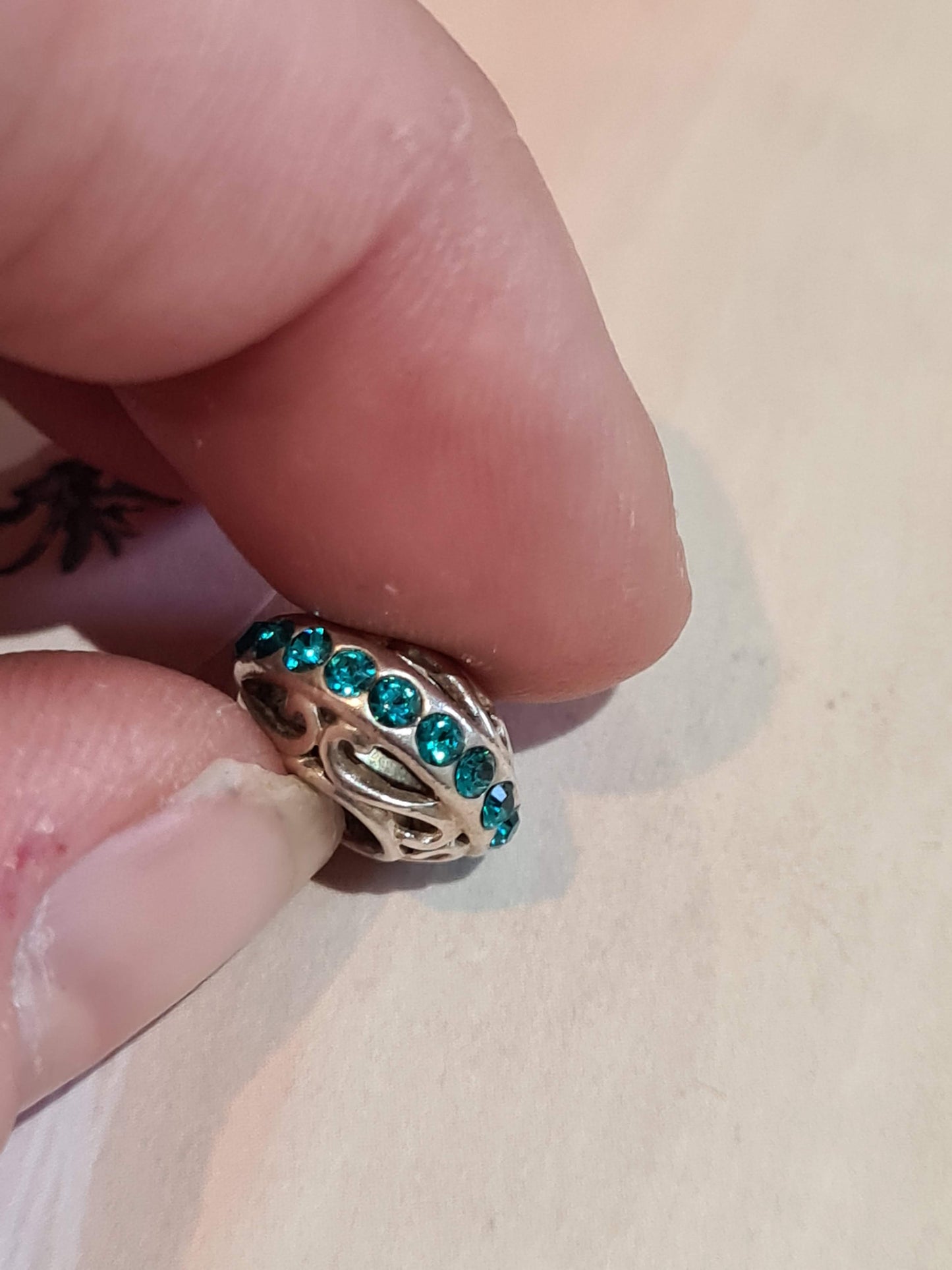 Genuine Chamilia Turquoise Blue Green cz Spacer Defect