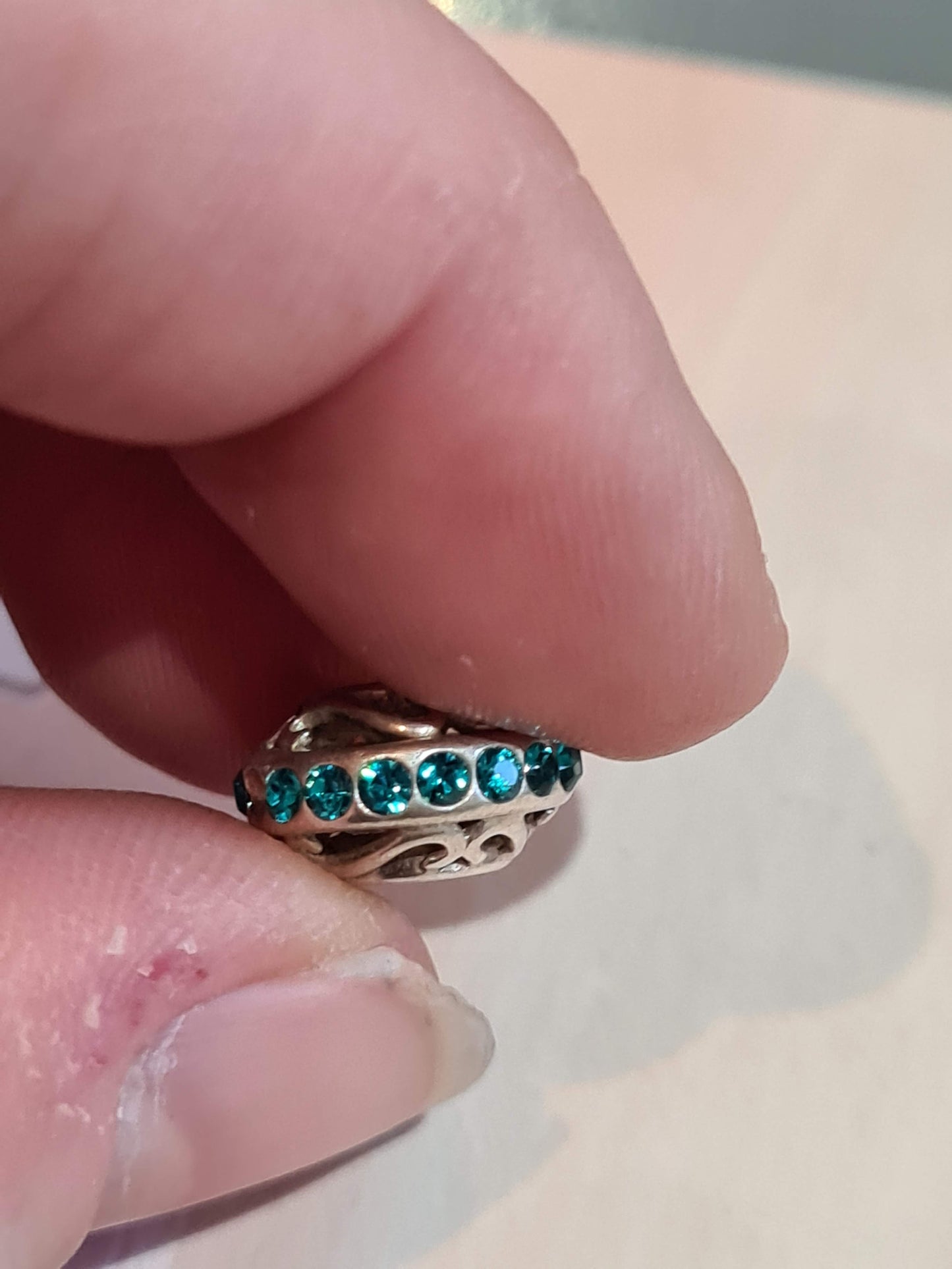 Genuine Chamilia Turquoise Blue Green cz Spacer Defect