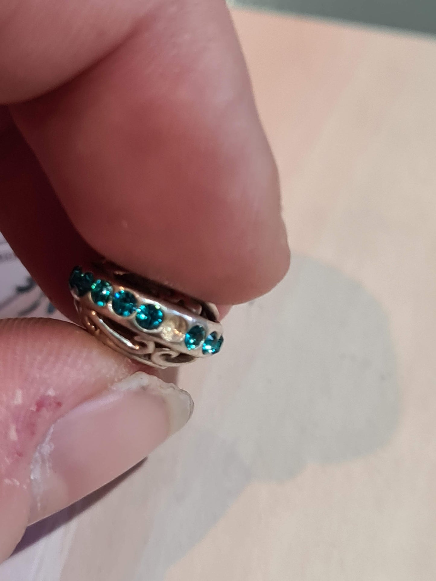 Genuine Chamilia Turquoise Blue Green cz Spacer Defect
