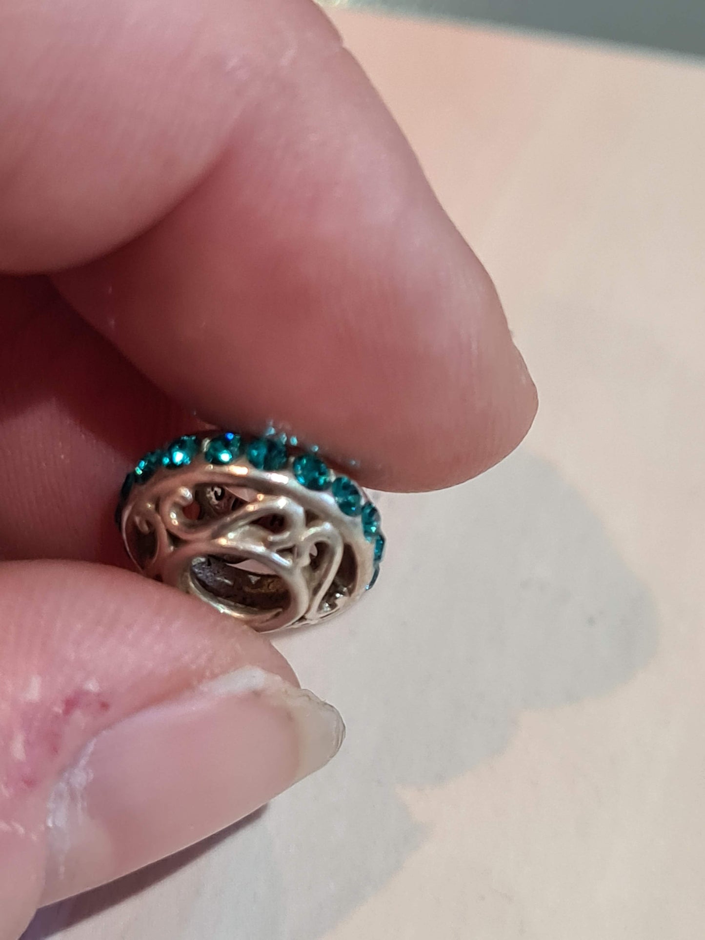 Genuine Chamilia Turquoise Blue Green cz Spacer Defect