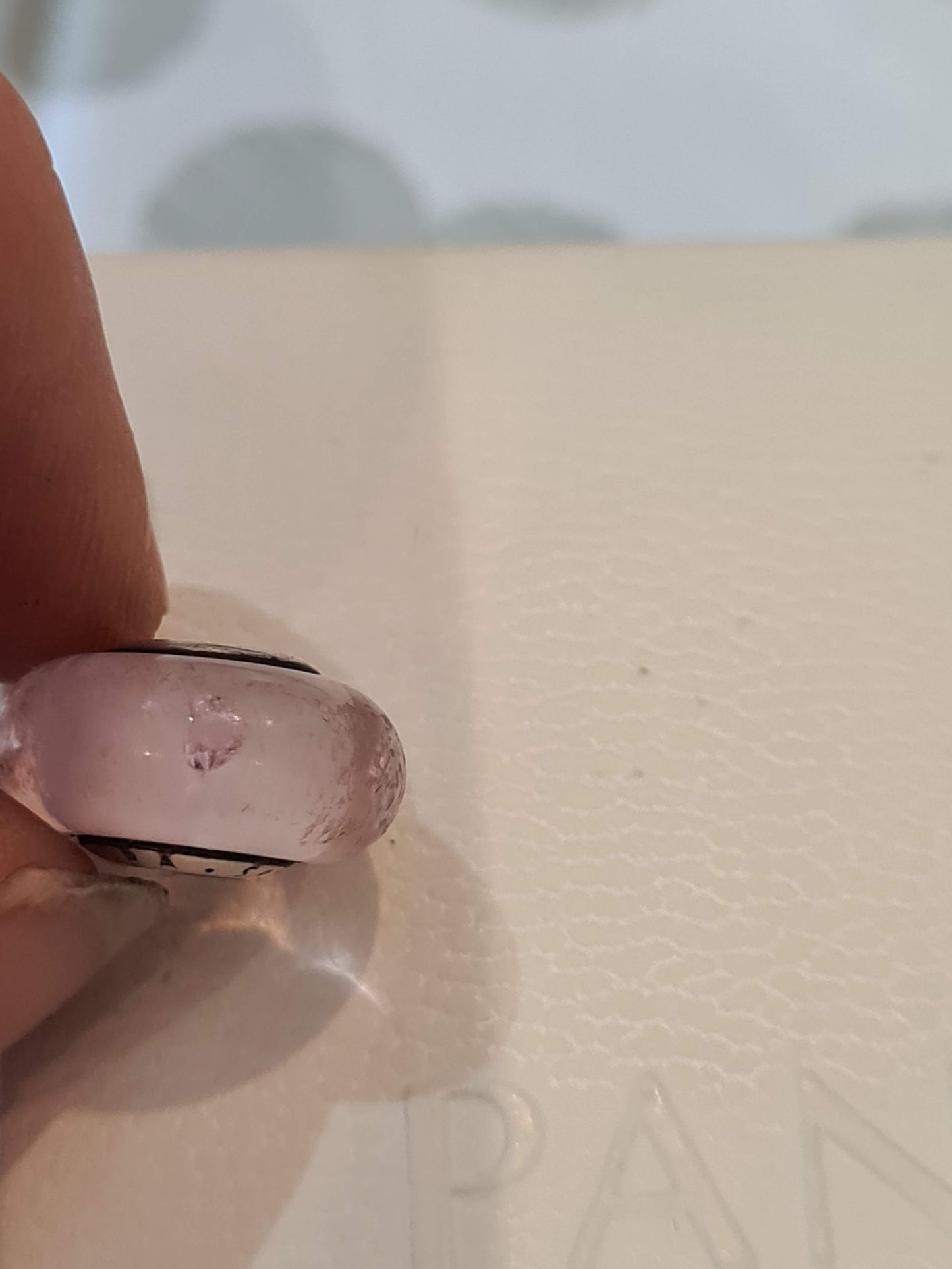 Genuine Pandora Light Pink Murano With Small Cz Stones Glass Charm