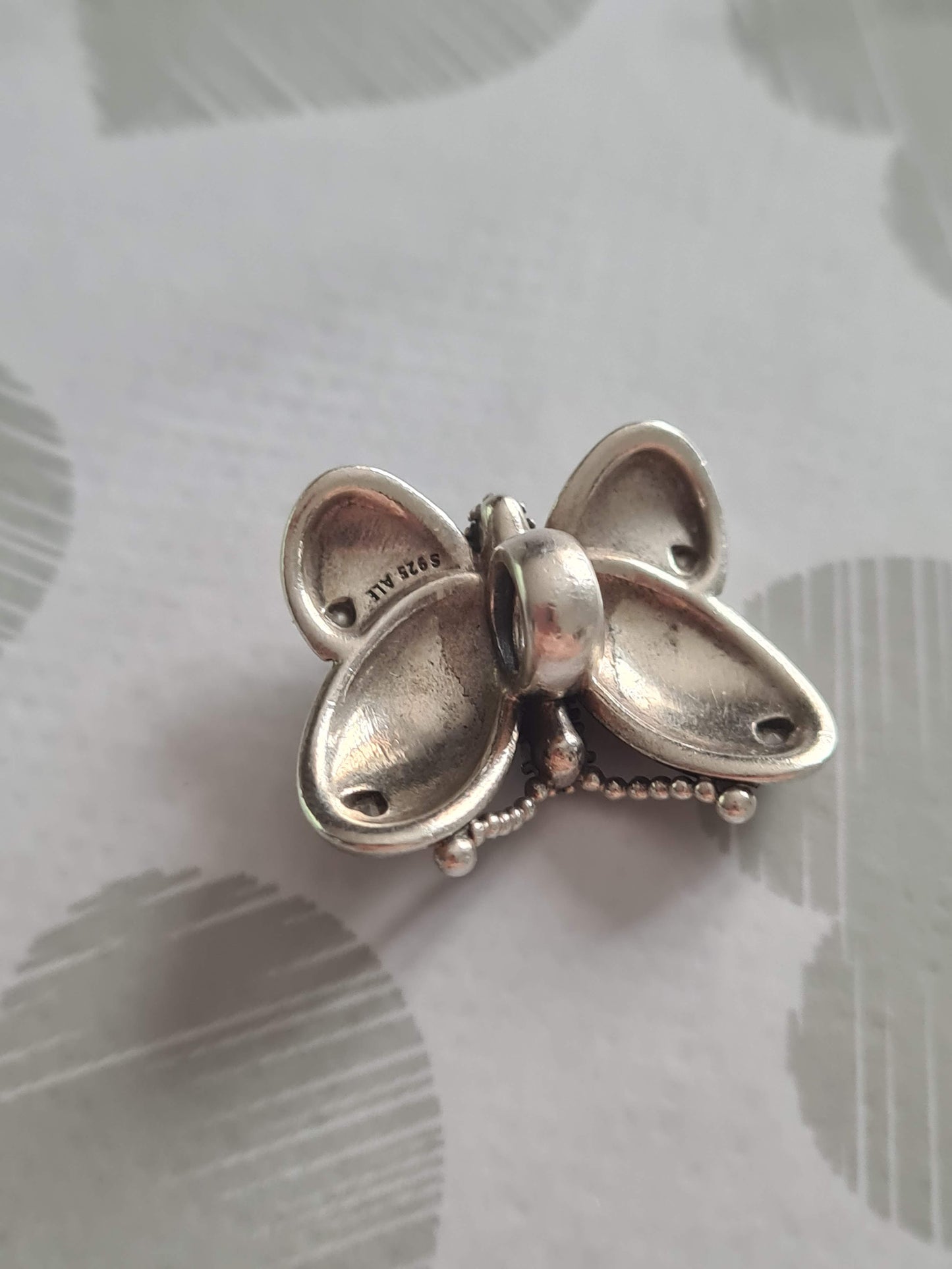 Genuine Pandora Large Pave Clear Stone Butterfly Pendant/ Silver Charm