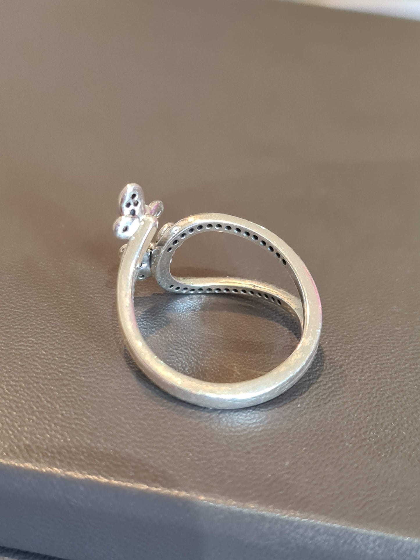 Genuine Pandora Double Open Butterfly Sparkle Pave Ring Size 60
