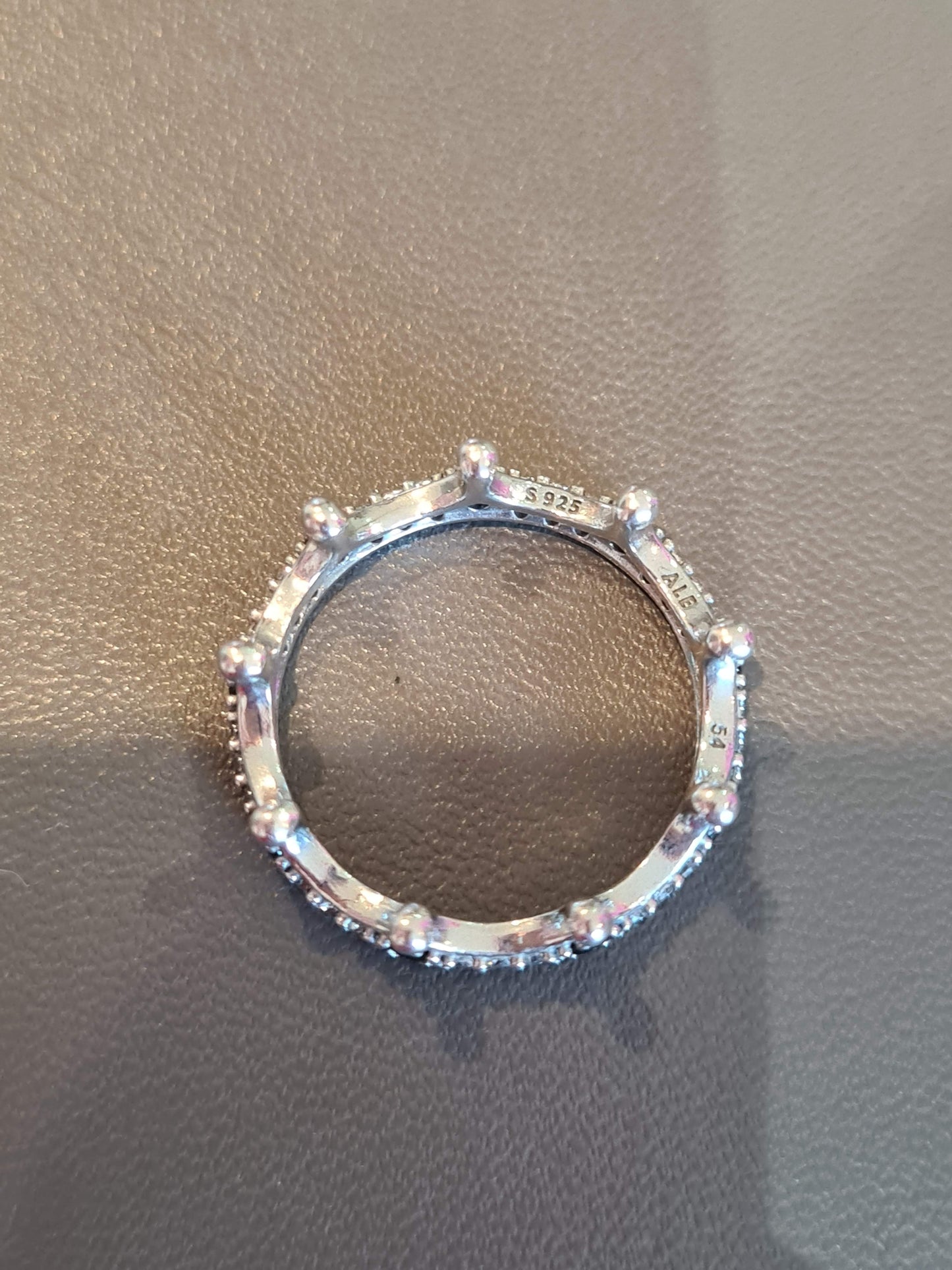 Genuine Pandora Pave Spiky Crown Princess Edgy Ring With Black CZ