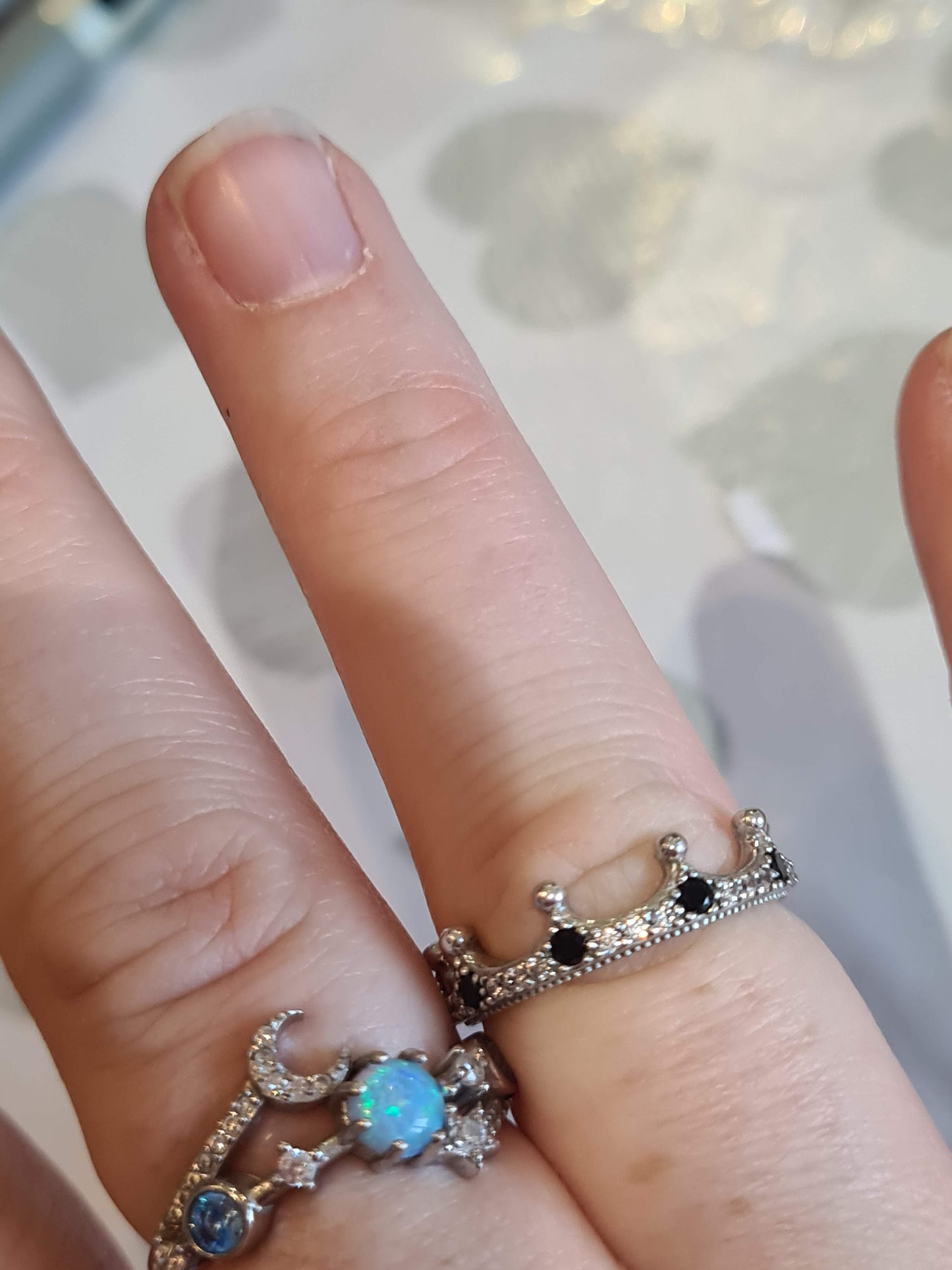 Genuine Pandora Pave Spiky Crown Princess Edgy Ring With Black CZ