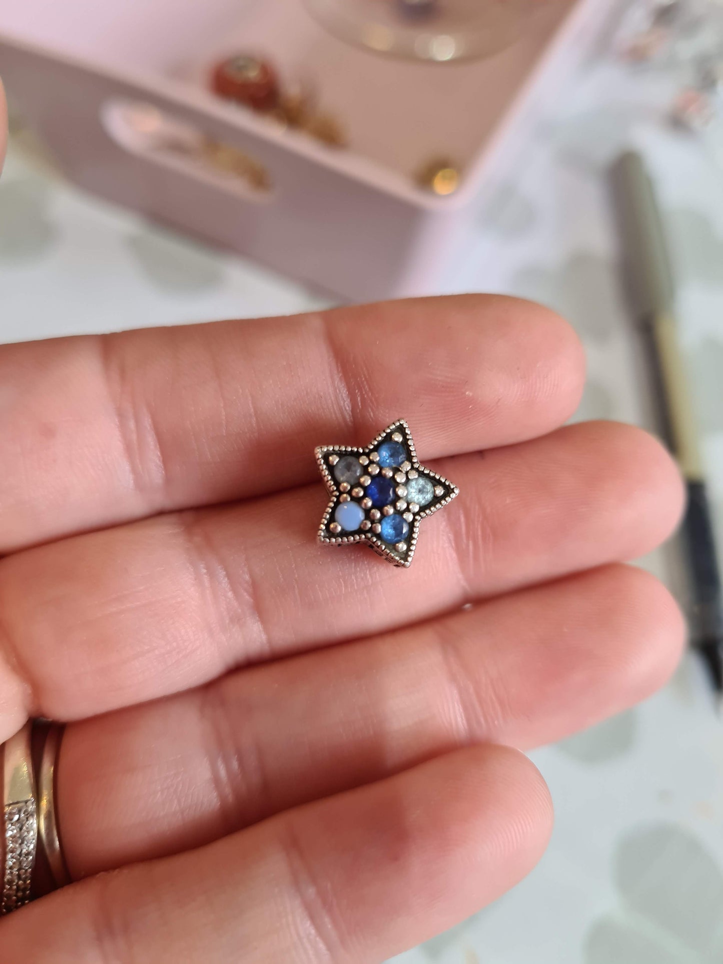 Genuine Pandora Blue Pave Star Charm Sparkle Winter