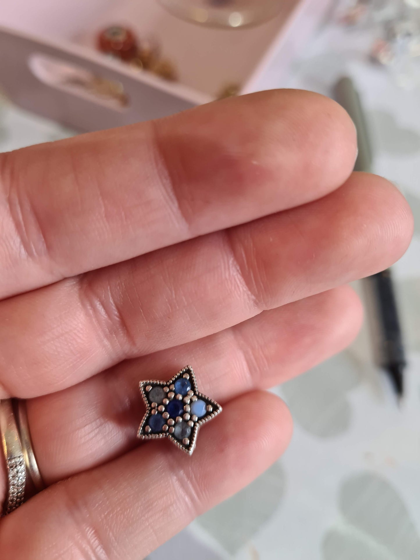 Genuine Pandora Blue Pave Star Charm Sparkle Winter