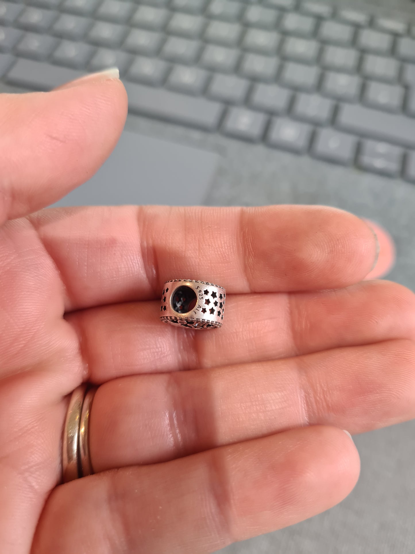 Genuine Pandora Illuminating Stars Sky Pave/ Pearl Star Charm Openwork