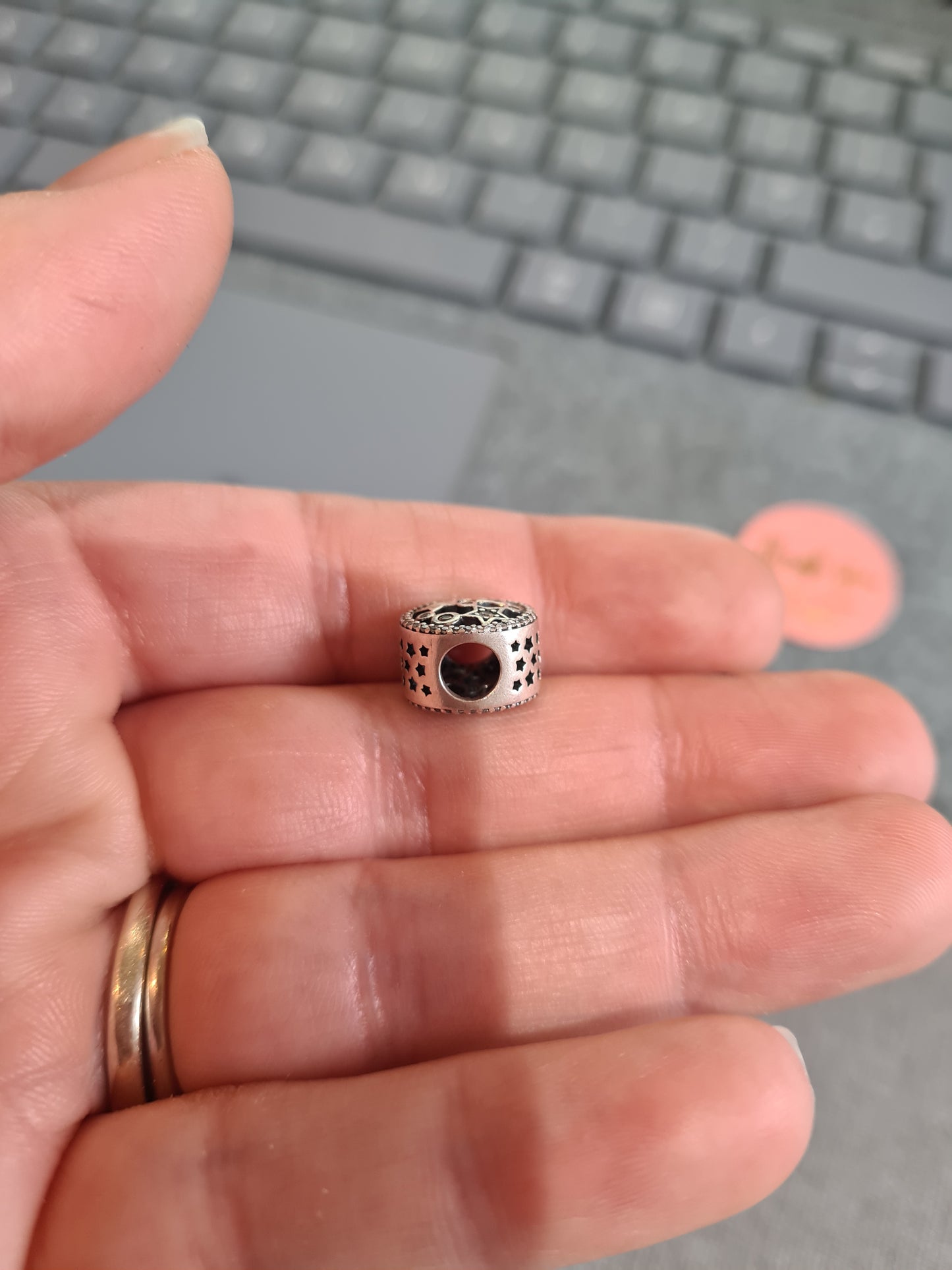 Genuine Pandora Illuminating Stars Sky Pave/ Pearl Star Charm Openwork