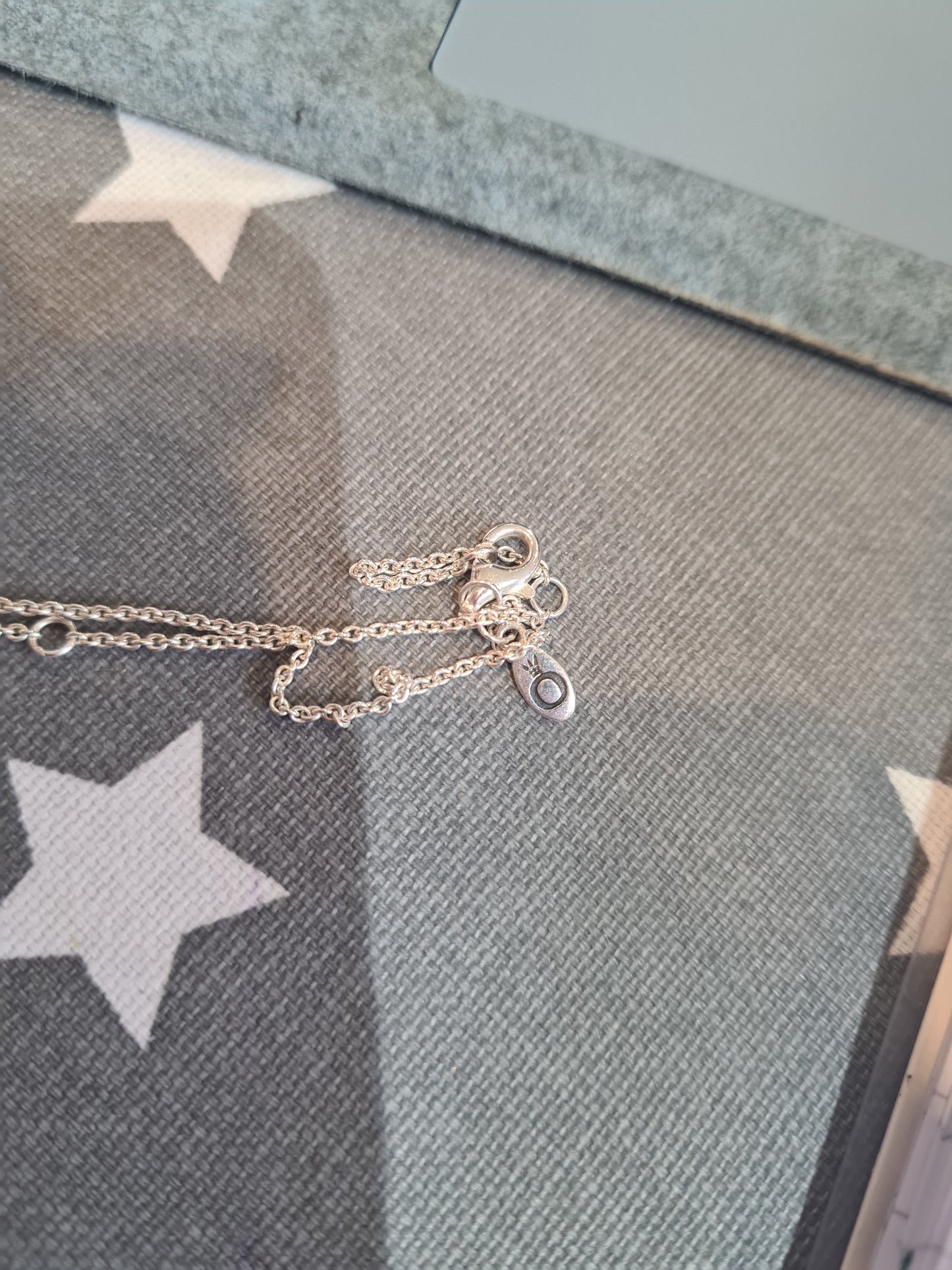 Genuine Pandora Pave Two Entwined Circles Necklace With Logo Pave
