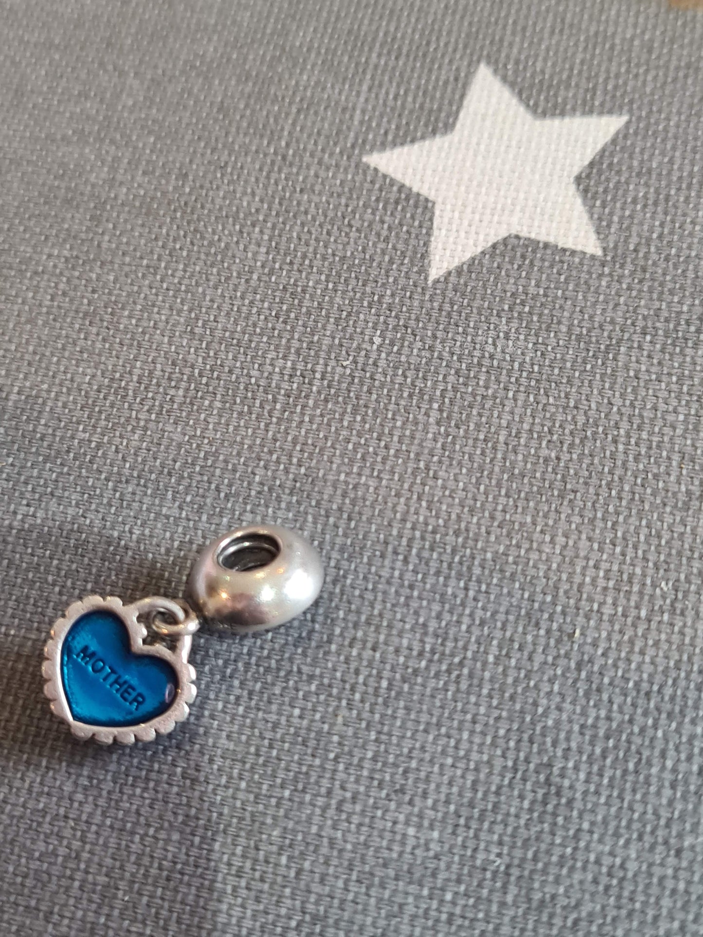 Genuine Pandora Mother Half With Blue Enamel Dangle Charm