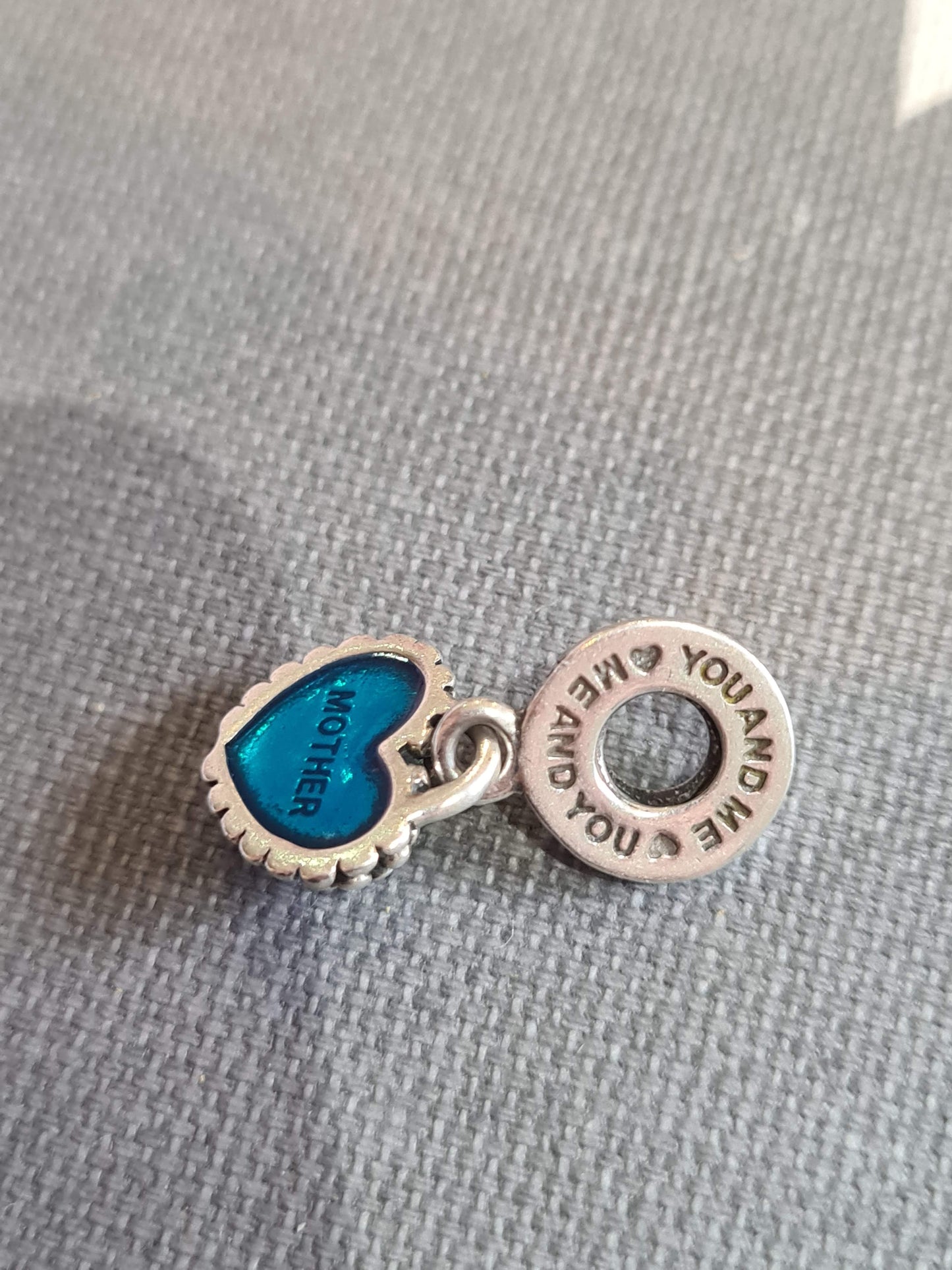 Genuine Pandora Mother Half With Blue Enamel Dangle Charm