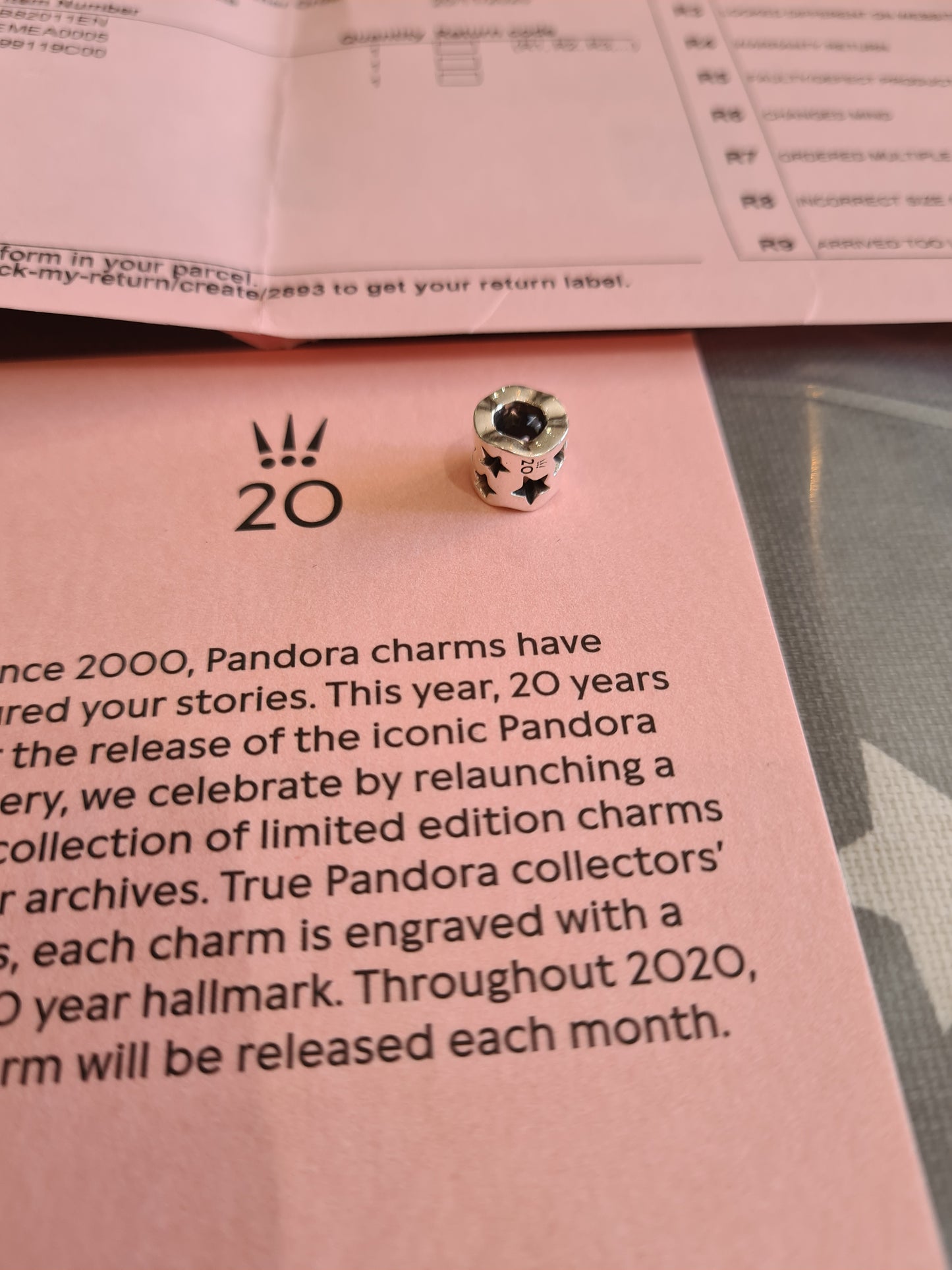 Genuine Pandora 20th Anniversary Cut out Star Barrel
