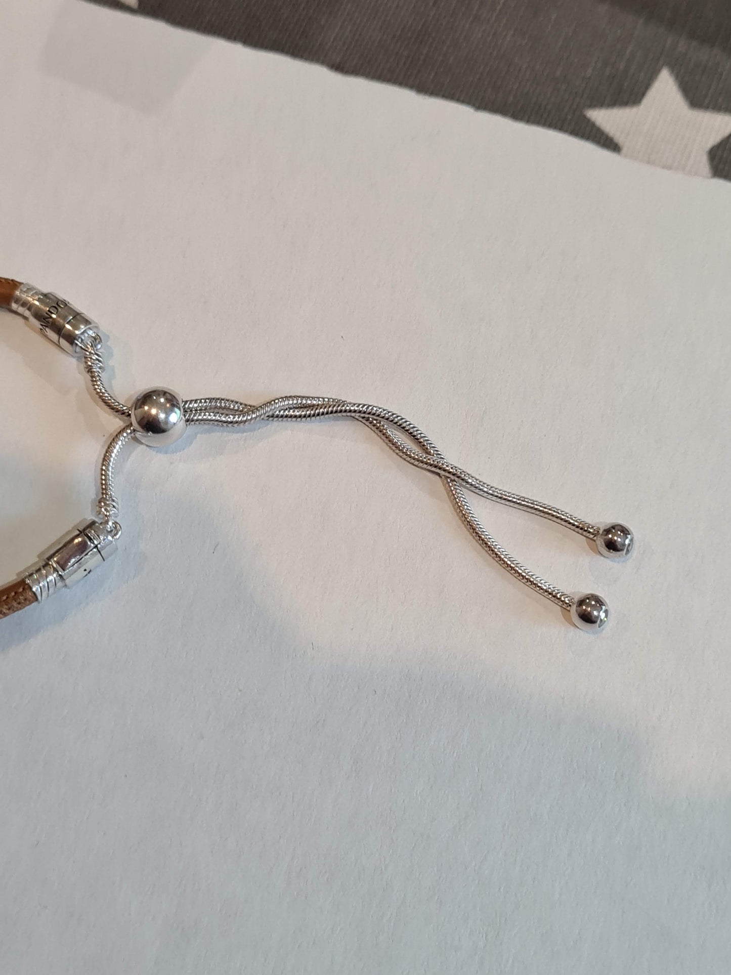 Genuine Pandora Tan Leather Slider Bracelet