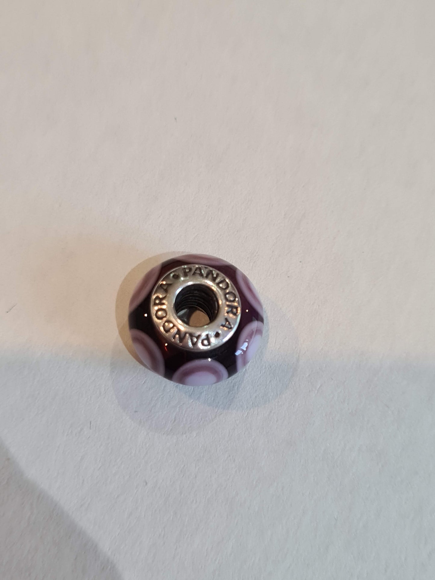 Genuine Pandora Purple Bullseye Murano Glass Charm