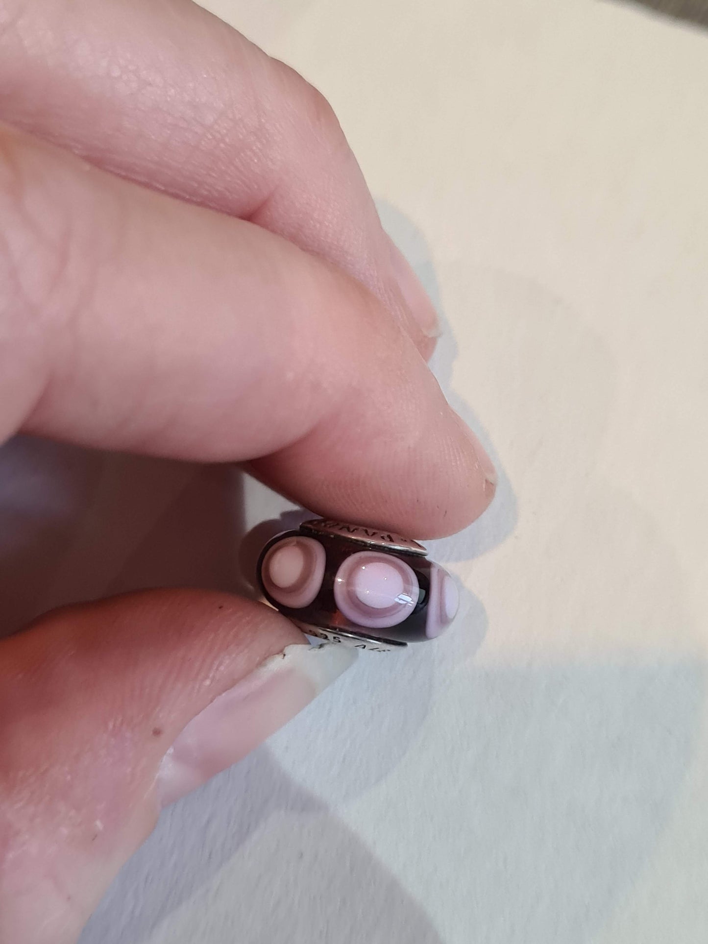 Genuine Pandora Purple Bullseye Murano Glass Charm