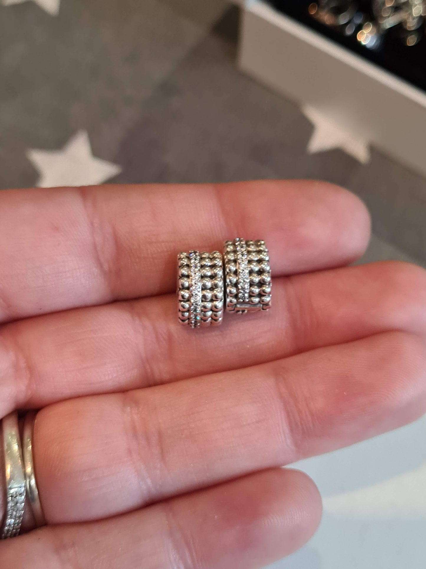 Genuine Pandora Pave Line Clip Pair Silicone x2