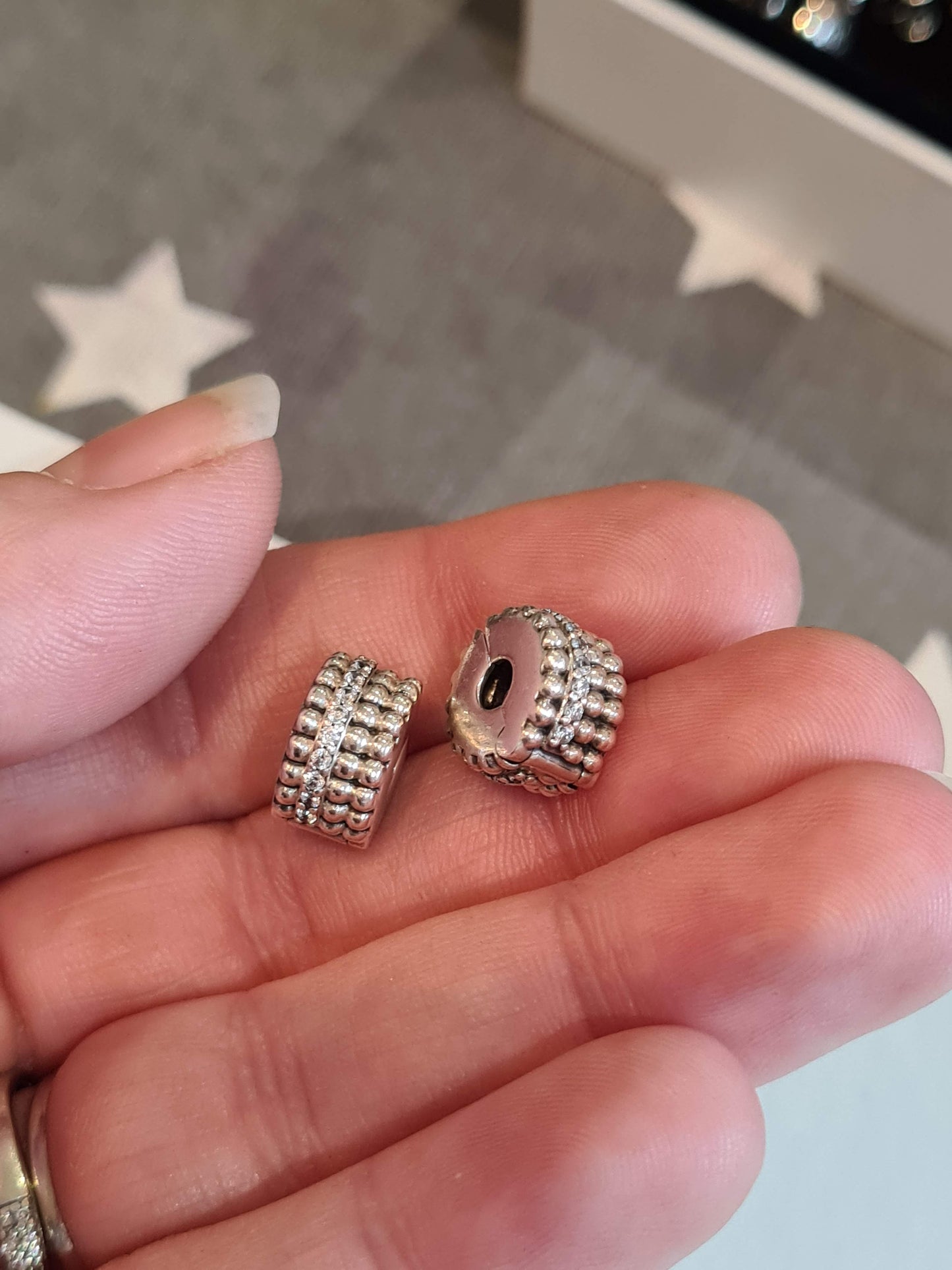 Genuine Pandora Pave Line Clip Pair Silicone x2