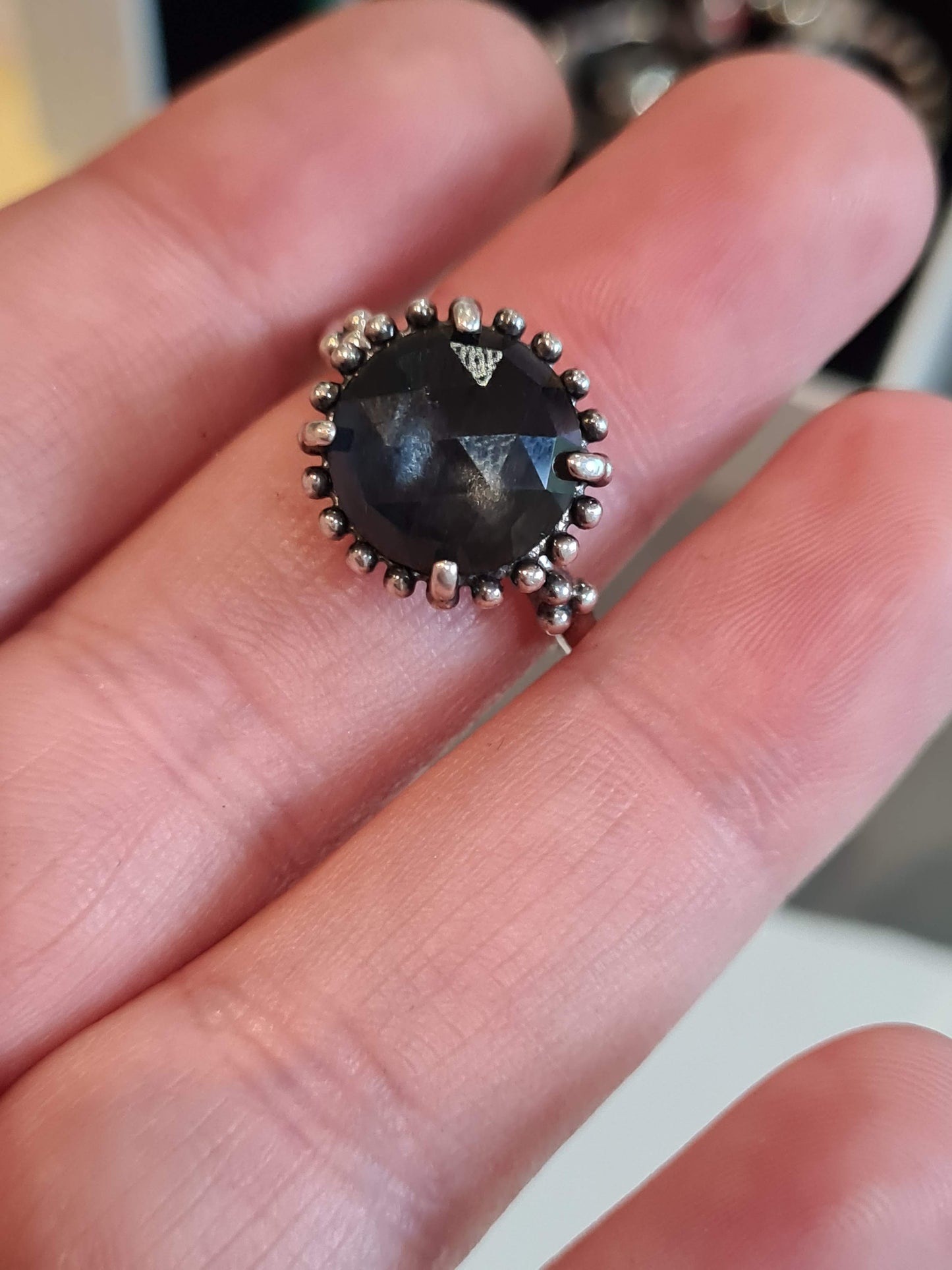 Genuine Pandora Dark Blue Midnight Large Stone Ring Retired 58