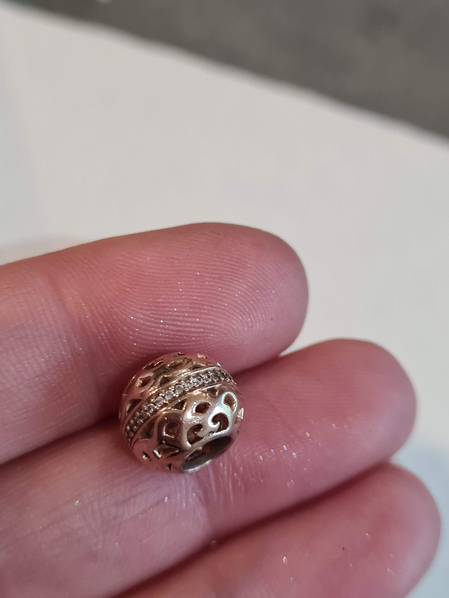 Genuine Pandora Rose Gold Intricate Pave Openwork Charm