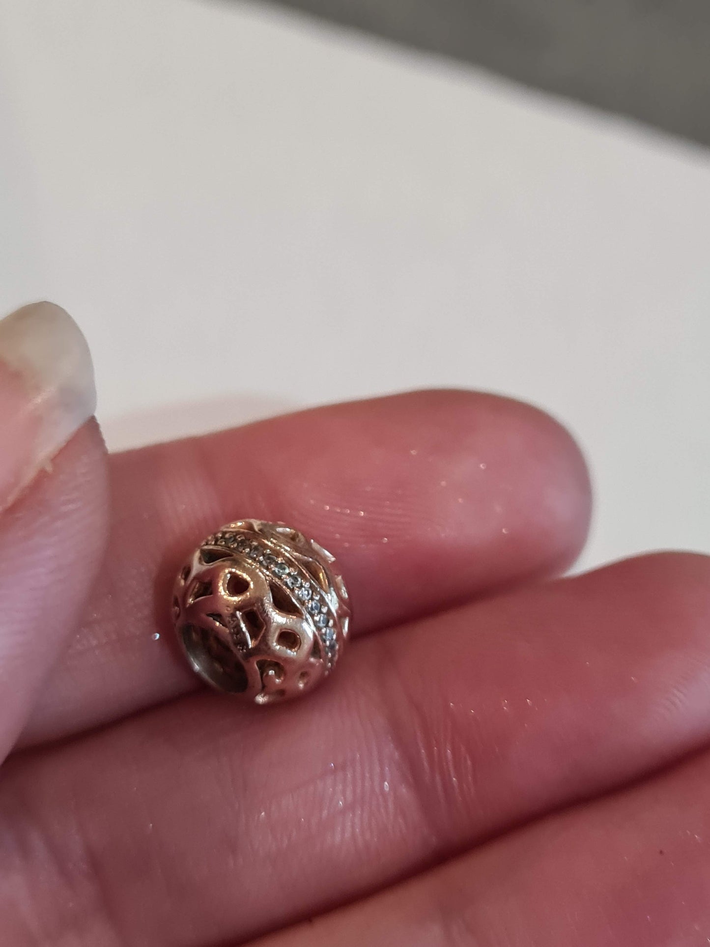 Genuine Pandora Rose Gold Intricate Pave Openwork Charm
