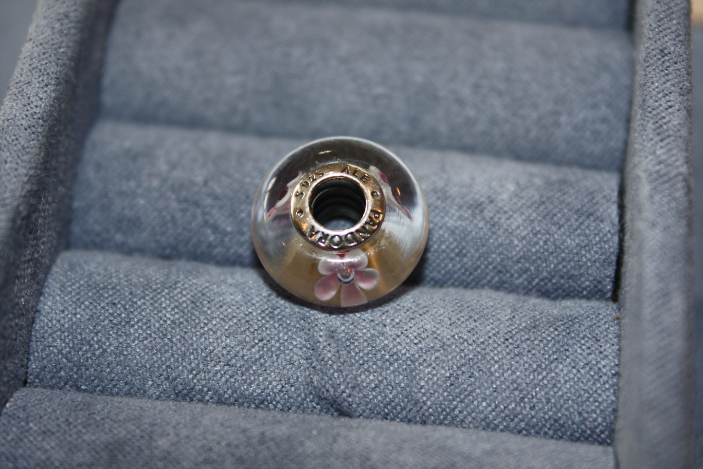Genuine Pandora Pink Flower Murano Beautiful Sparkle Charm