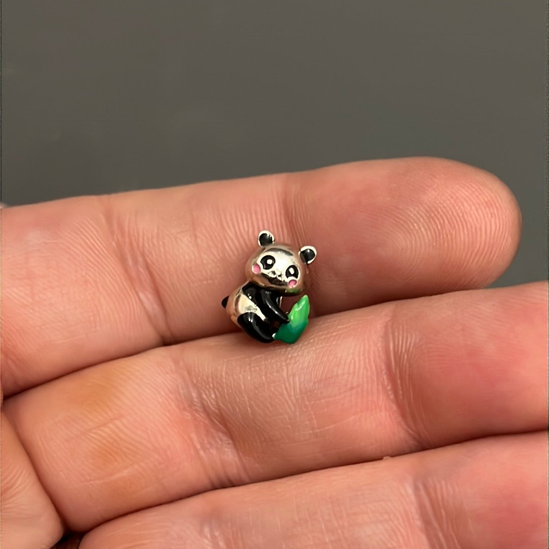 Sterling Silver Cute Enamel Panda Charm