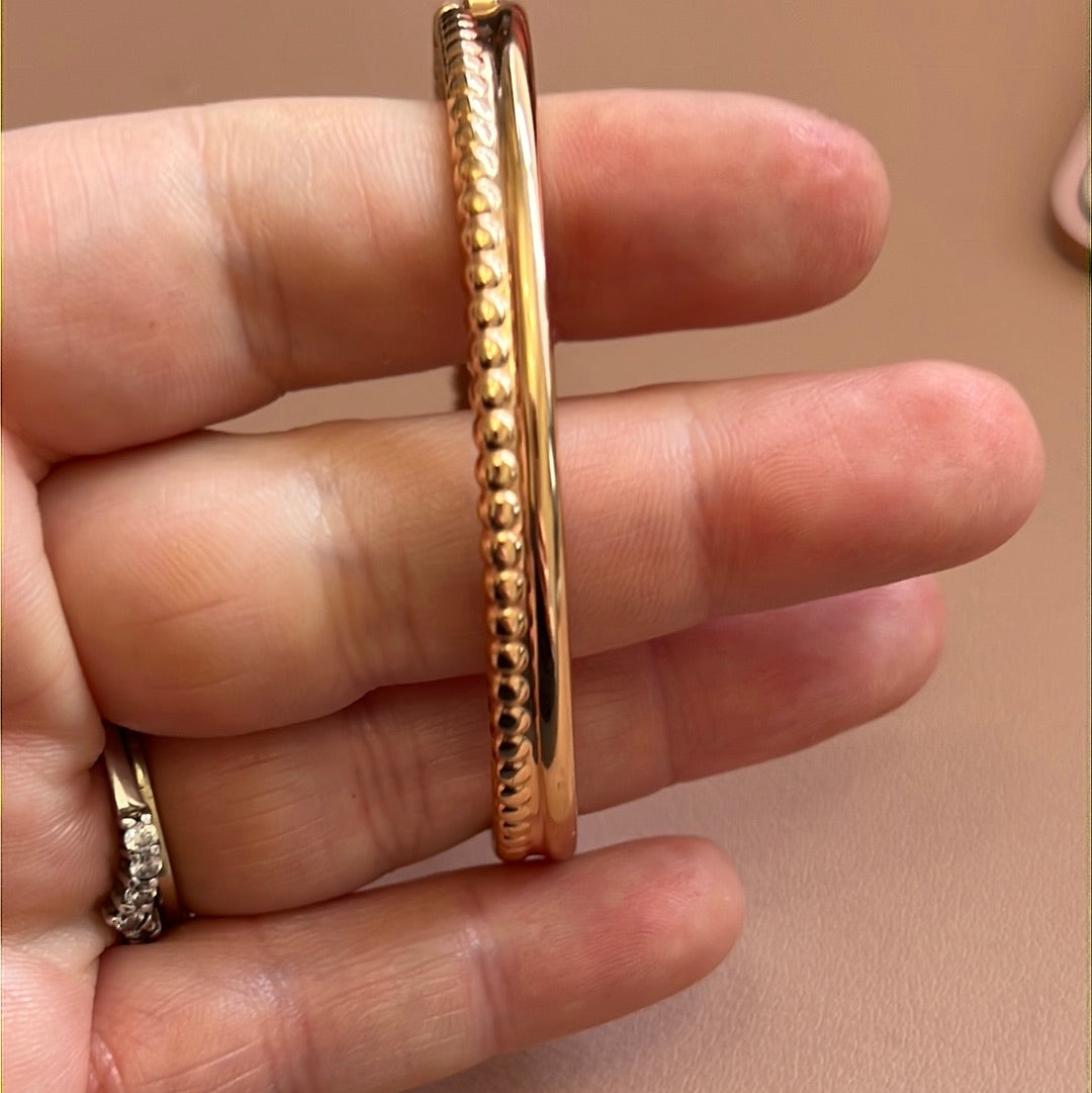 Genuine Swarovski Pave Crystal Rose Gold Beaded Line Hinged Bangle M