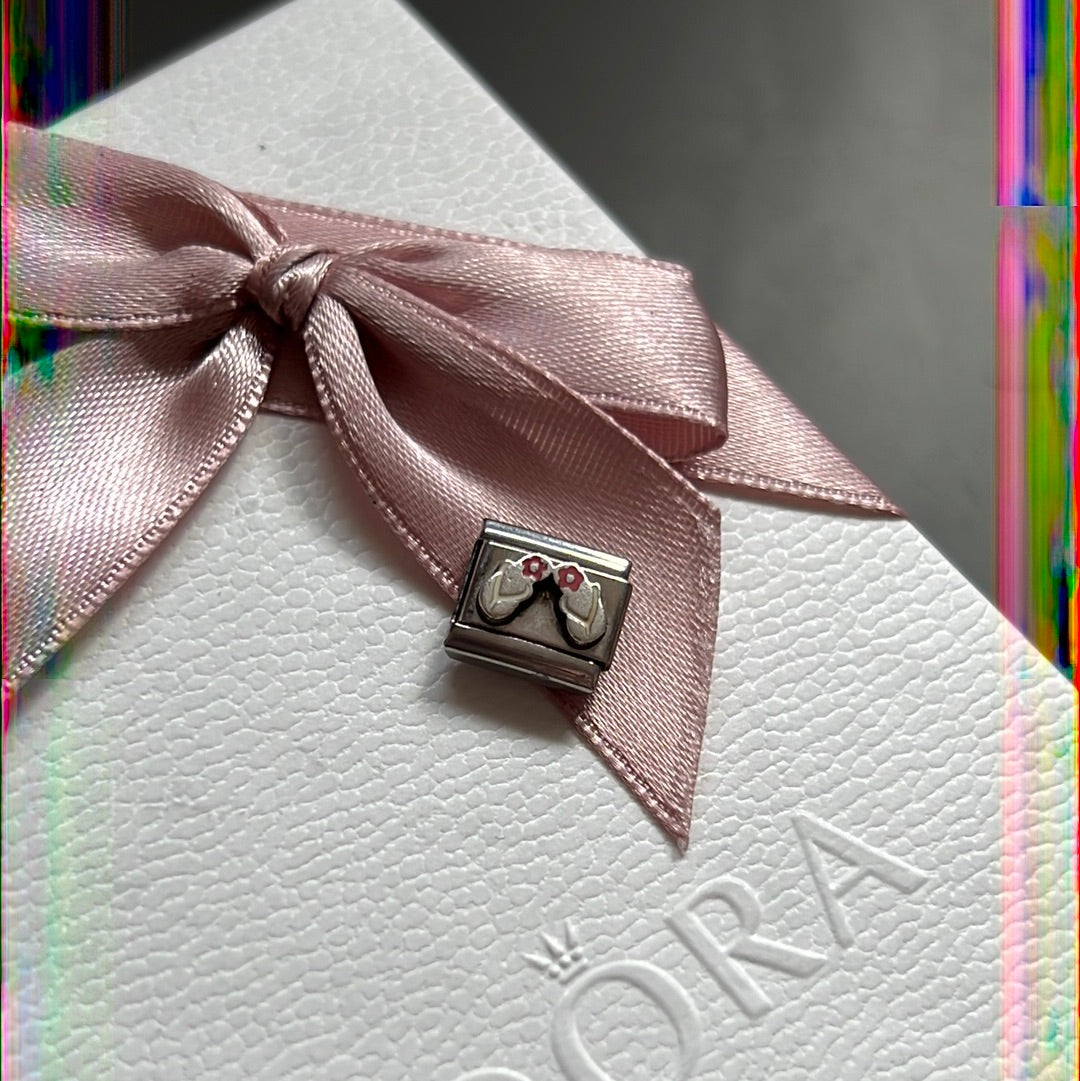 Genuine Nomination Silver Link Charm Enamel Flip Flop Summer