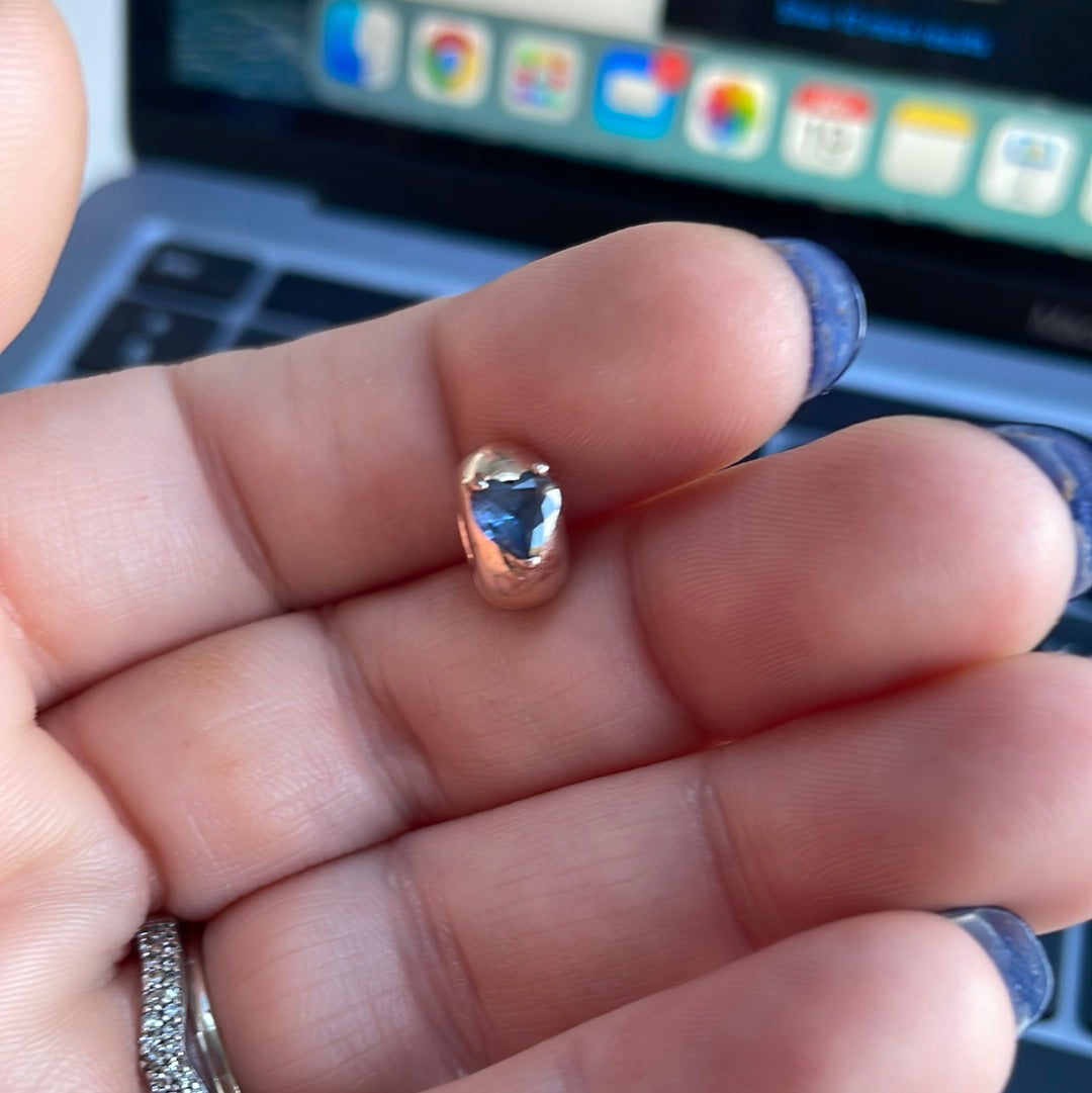 Genuine Pandora Rose Gold Blue Solitaire Single Clip