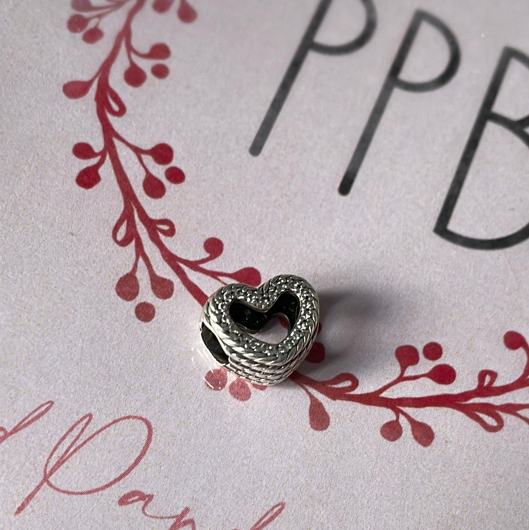 Genuine Pandora Pave Snake Chain Heart Charm