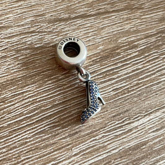 Genuine Pandora Disney Blue Cinderella Pave High Heeled Shoe Dangle