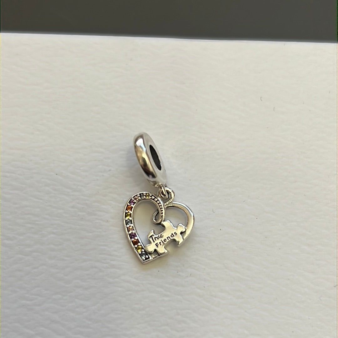 Genuine Pandora  Pave True Friend Puzzle Piece Dangle Charm