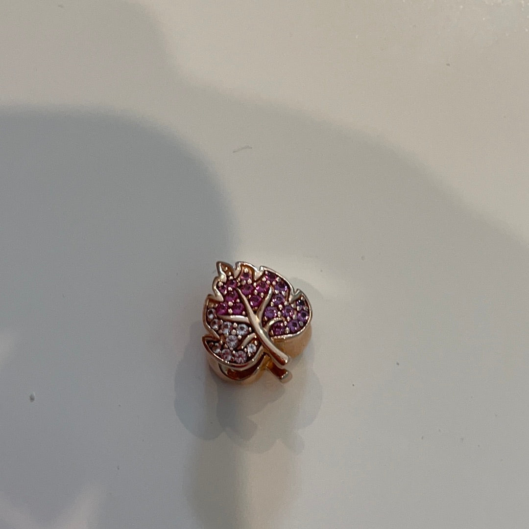 Genuine Pandora Brand New Pave Rose Gold Leaf Charm