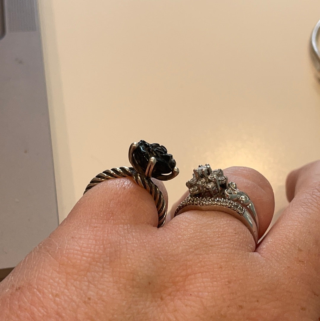 Genuine Pandora Black Rose Retired HTF RARE Statement Ring Size 54