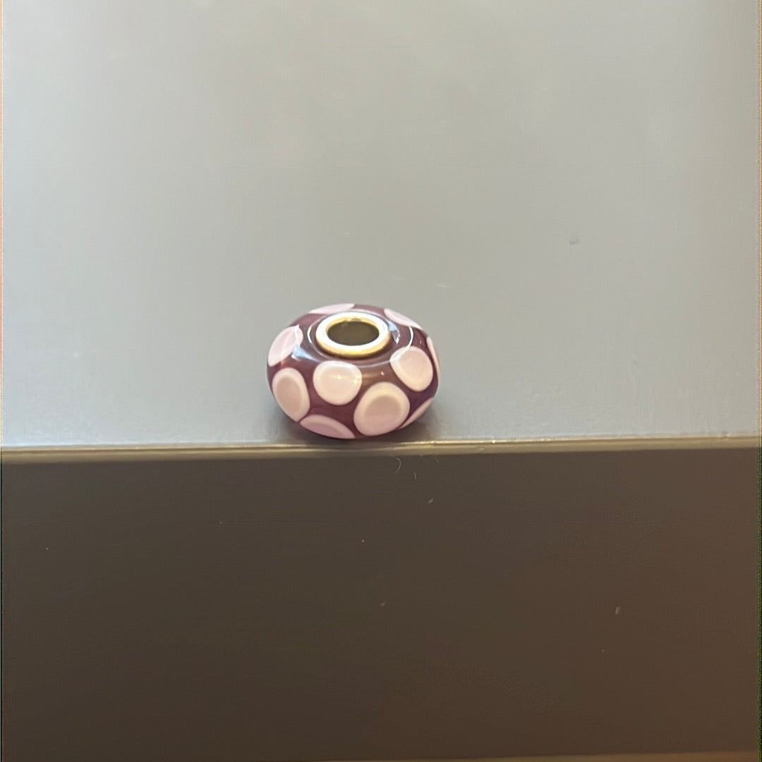 Genuine Trollbeads Purple Polka Dot Murano Charm