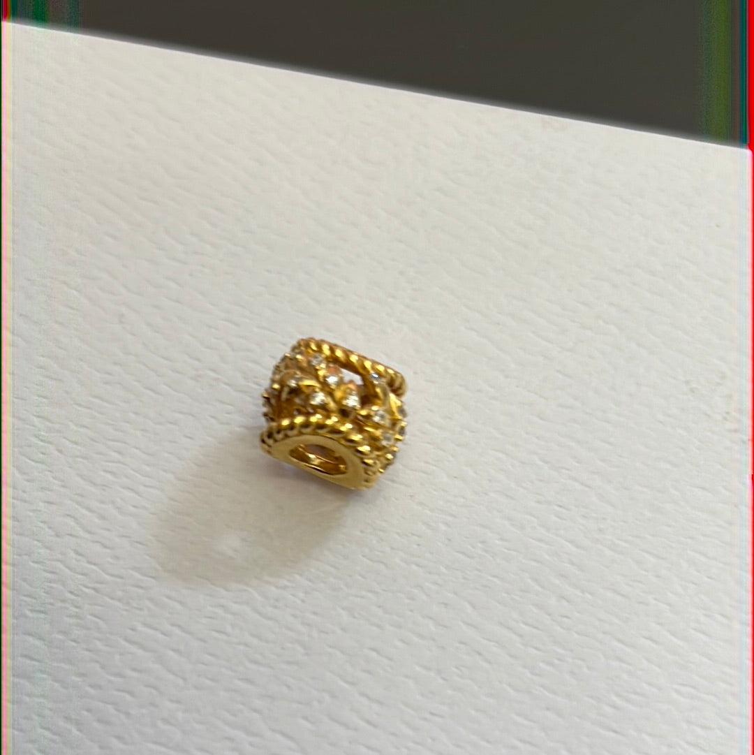 Genuine Pandora Shine Wheat Sheaf Pave Grain Charm Gold