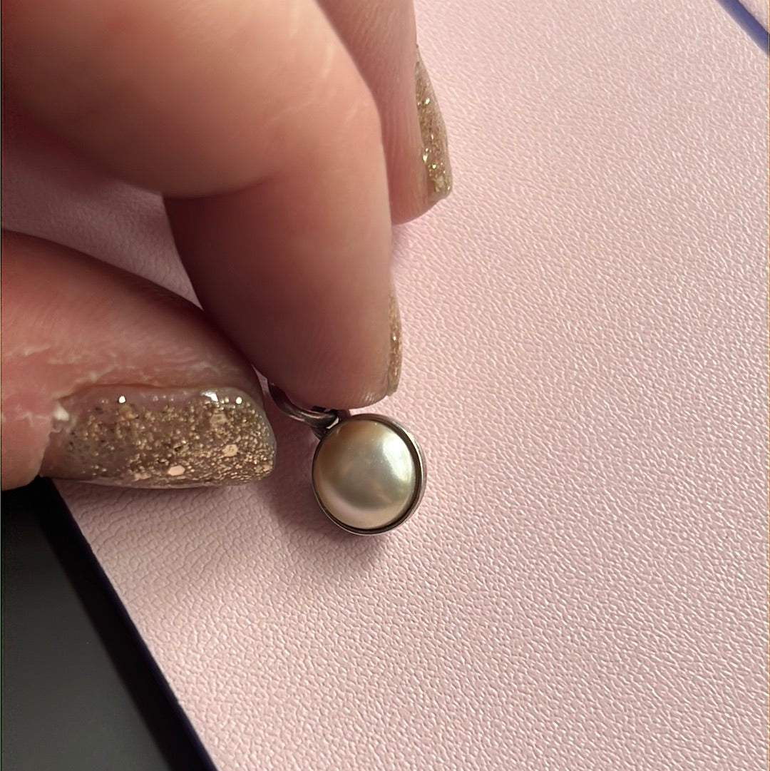 Genuine Pandora Pearl Circle Dangle Pendant Charm