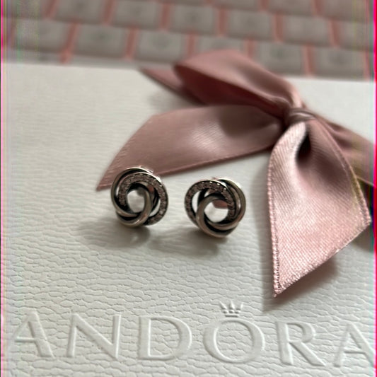 Genuine Pandora Family Forever and Always Pave Earrings
