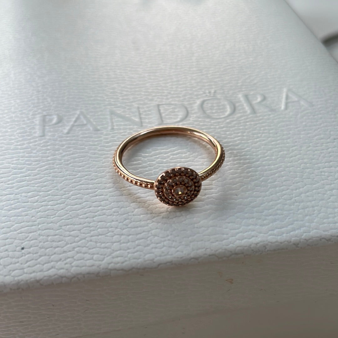 Genuine Pandora Rose Gold Pave Elegance Ring 54 Beautiful