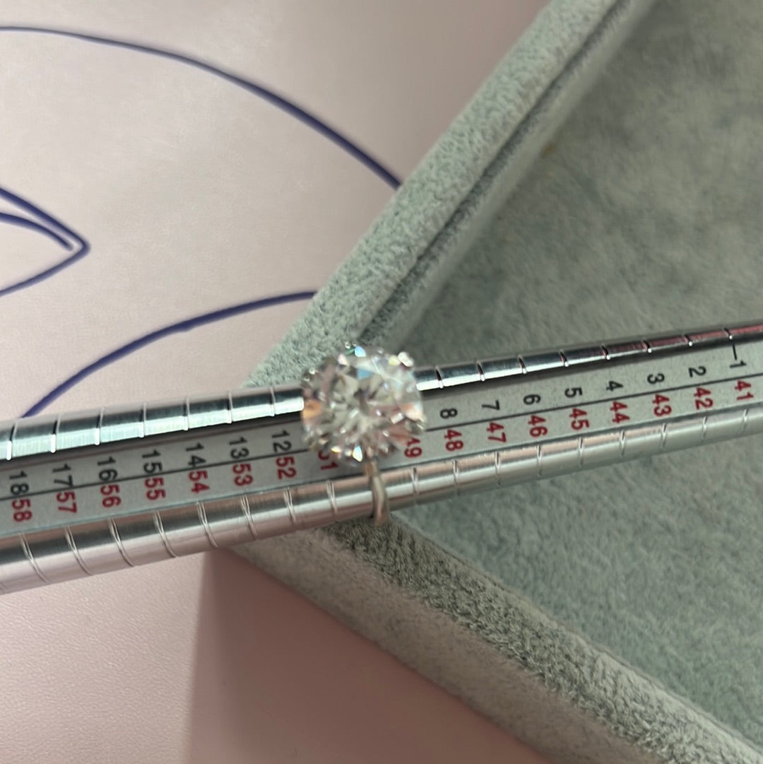 Sterling Silver Huge Clear Circle CZ Ring Size 50
