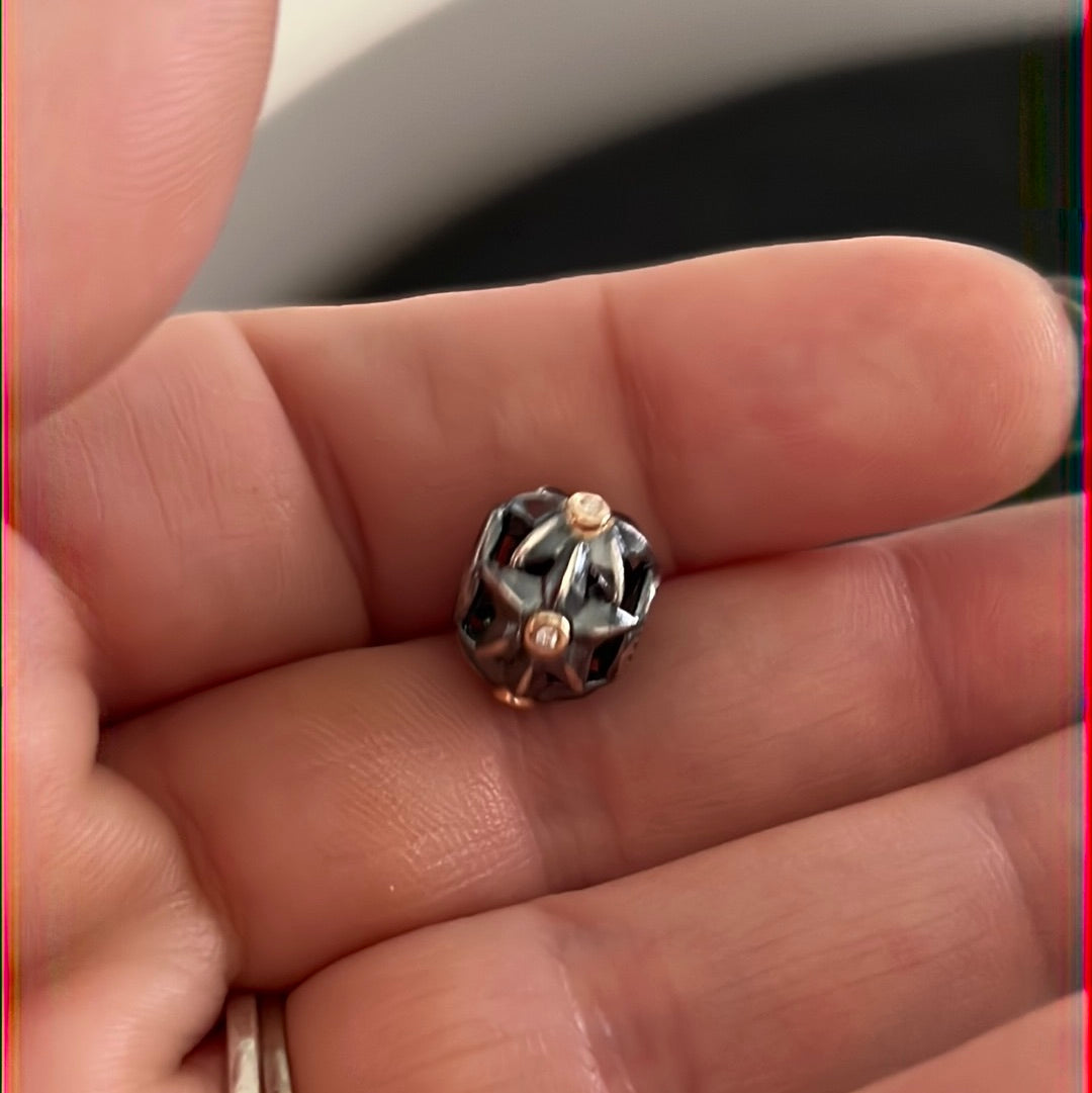 Genuine Pandora Stella Star Two Tone Hyper Rare Openwork Charm