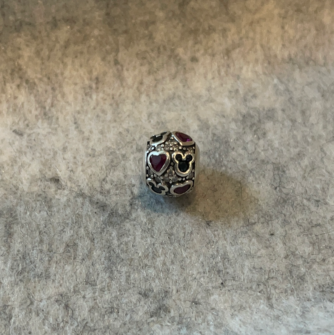 UNBRANDED Disney Mickey Mouse Heads Black and Clear CZ Pave Charm CHEAP