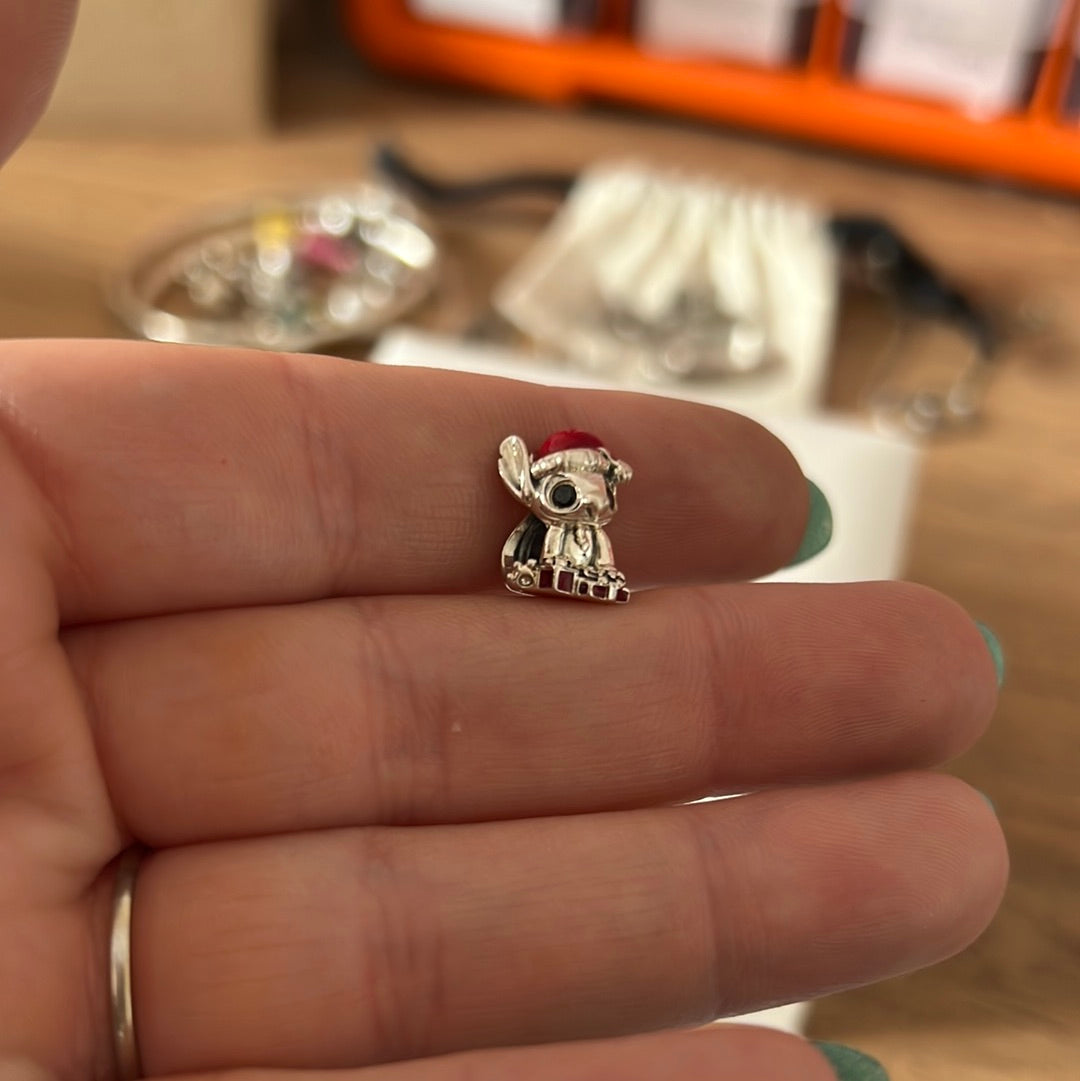 Genuine Pandora Disney Christmas Stitch Charm Enamel Ohana