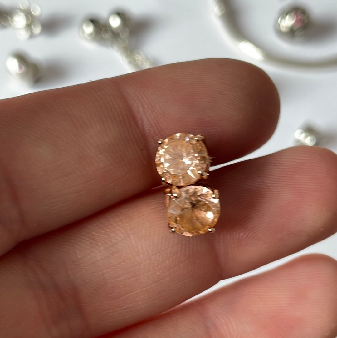Brand New Rose Gold CZ Stone Pave Earrings