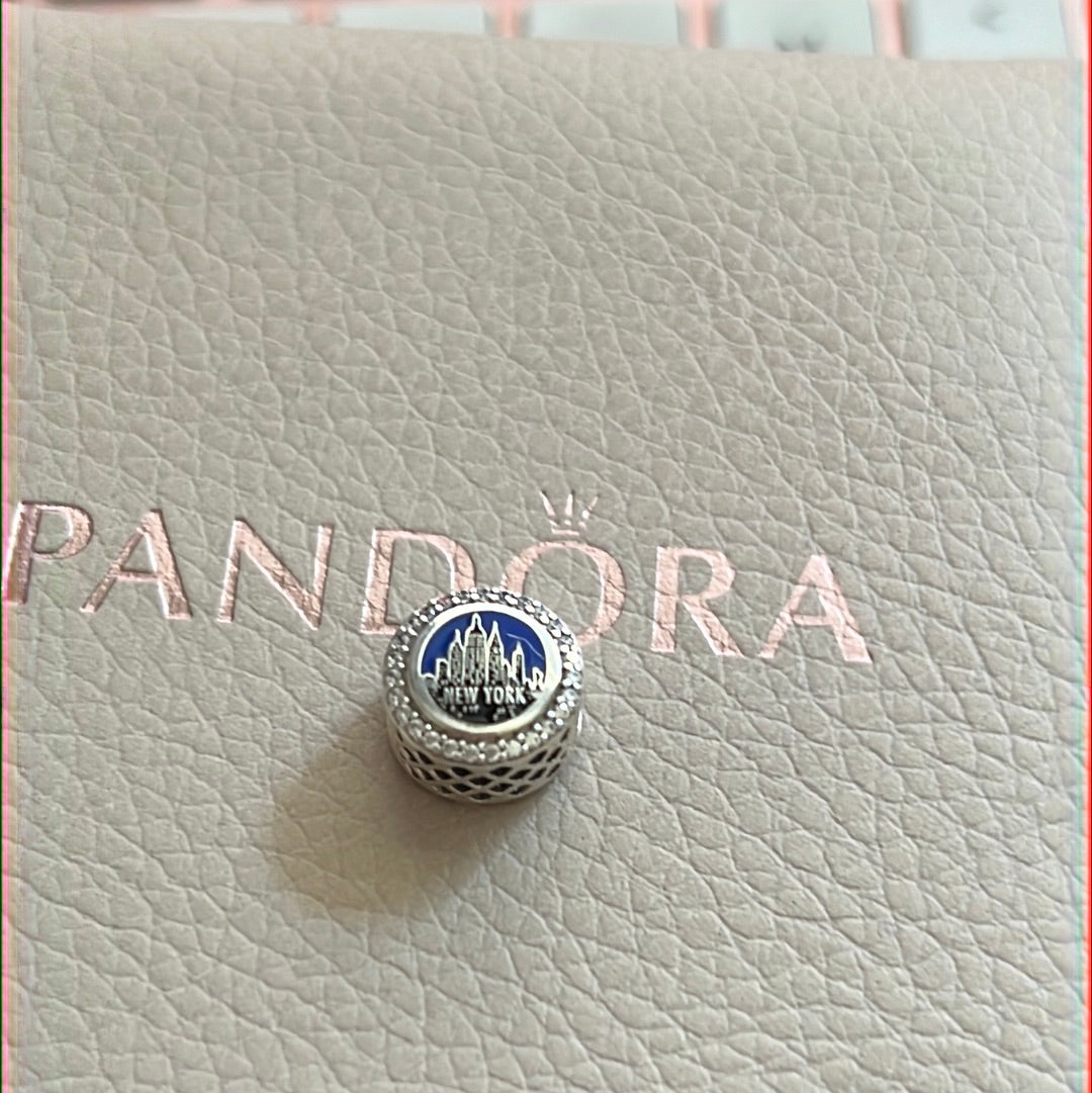 Genuine Pandora New York Charm Travel Enamel Pave Exclusive RARE Holiday
