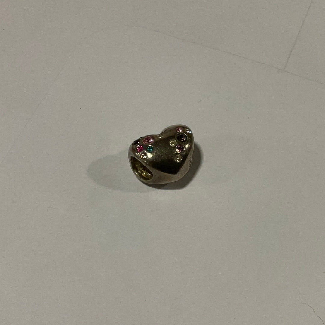 Genuine Chamilia heart charm with multicoloured cz