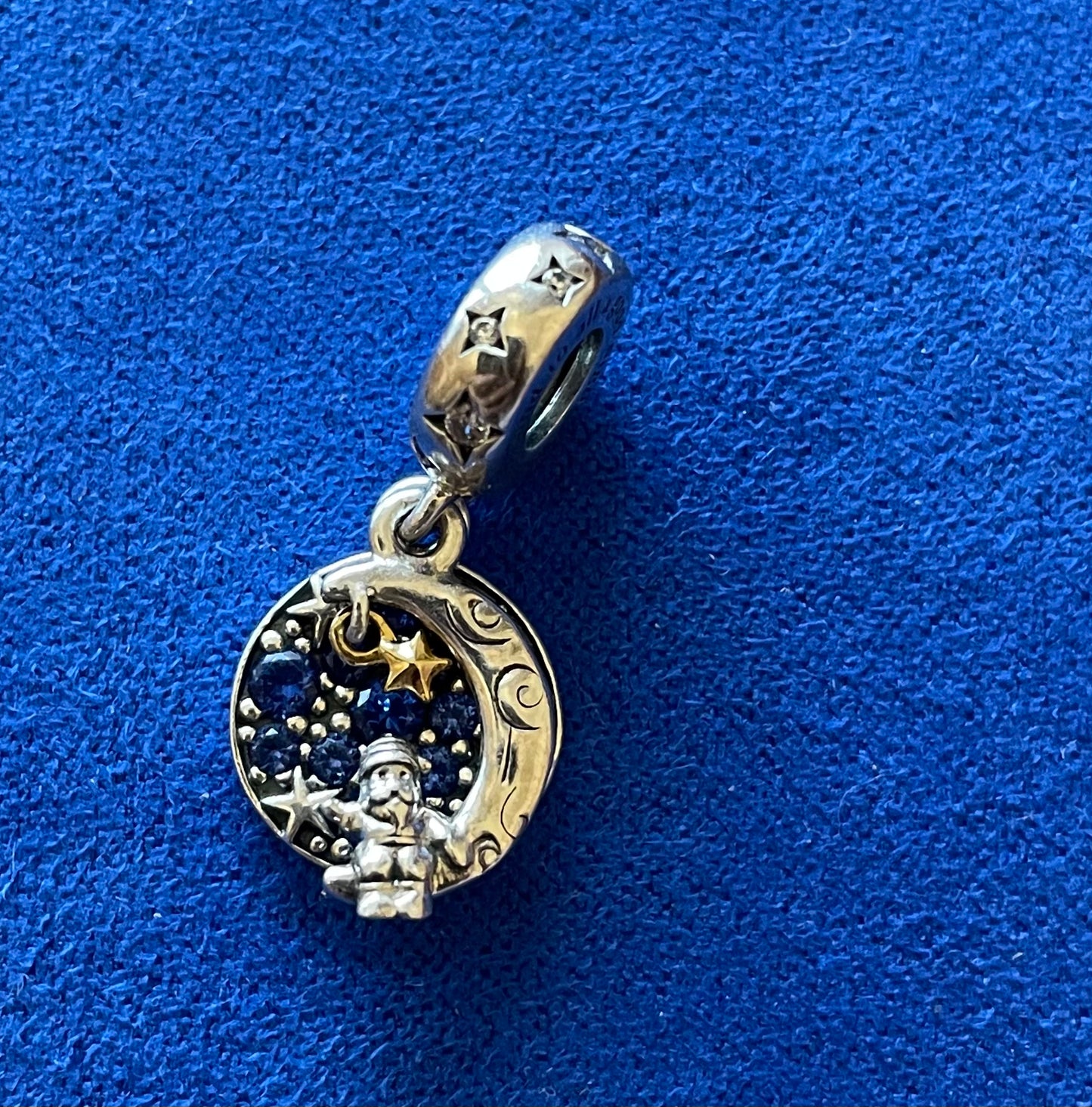 Genuine Pandora Santa Claus On The Moon Double Dangle Charm