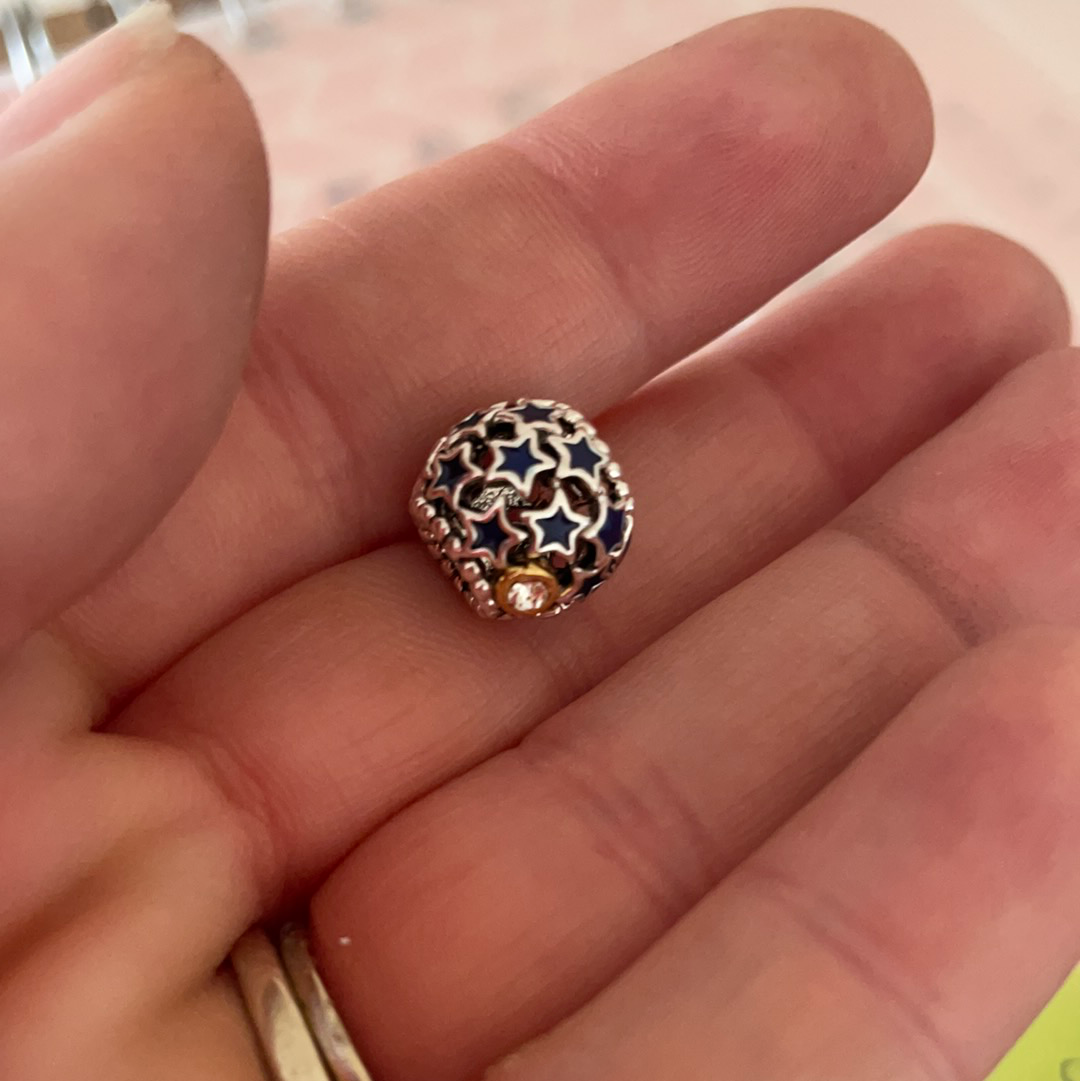 Genuine Pandora Illuminating Stars Sky Two Tone Gold Star Charm Openwork