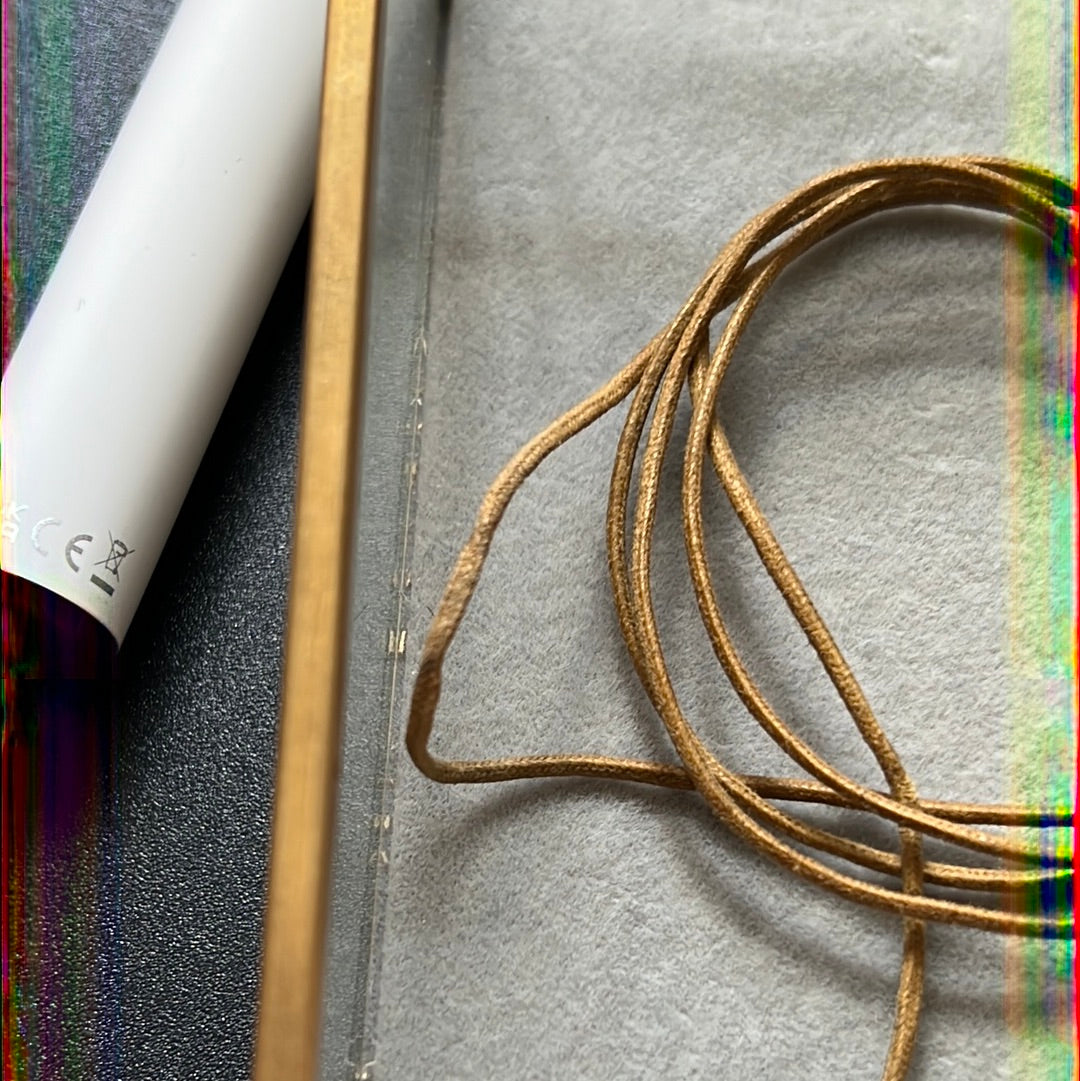 Genuine Pandora Light Tan Leather Lariat String with Solid Gold G585 Ends Rare 90cm